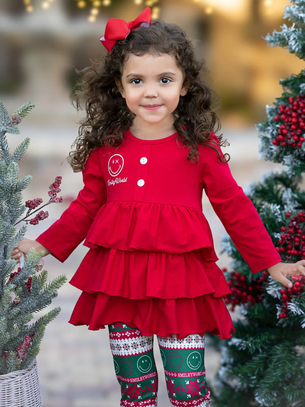 SmileyWorld Festive Ruffle Top and Legging Set - Image 4
