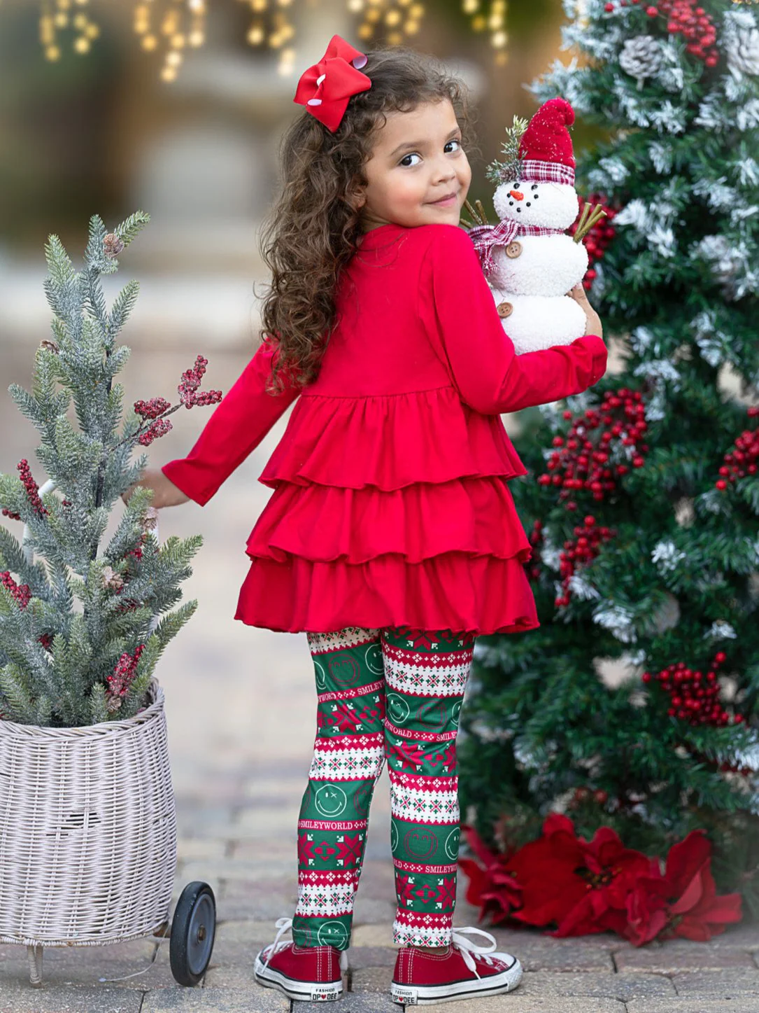 SmileyWorld Festive Ruffle Top and Legging Set - Image 5