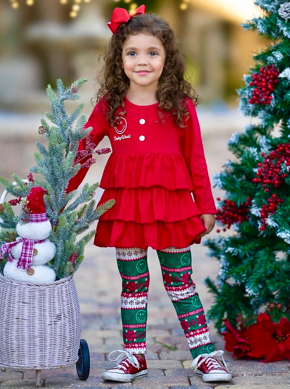 SmileyWorld Festive Ruffle Top and Legging Set - Image 6