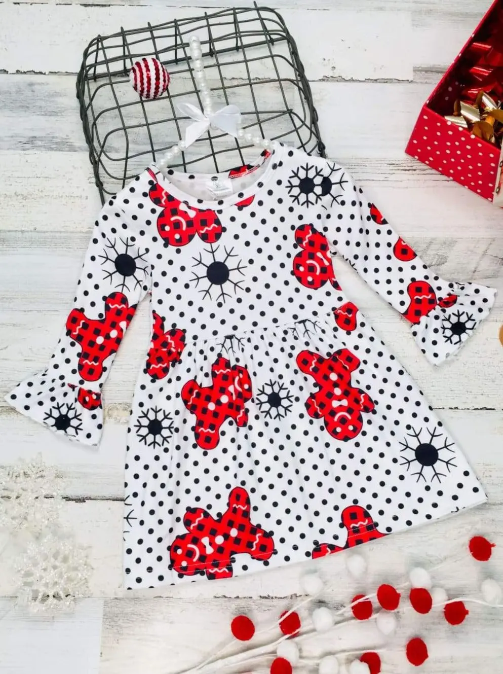 Polka Dot Gingerbread Print Dress - Image 3