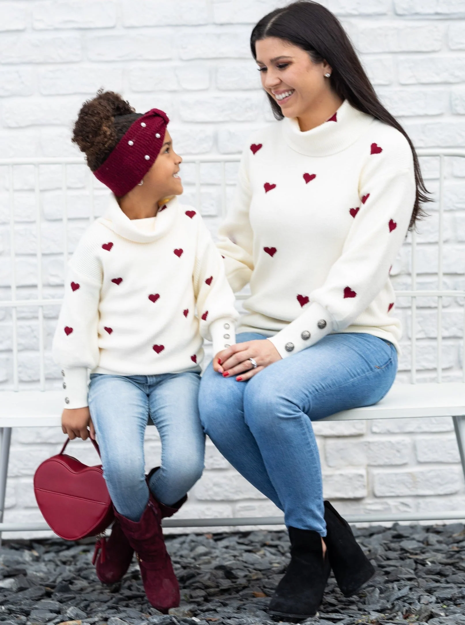 Mommy and Me We Love Hearts Turtleneck Sweater - Image 3