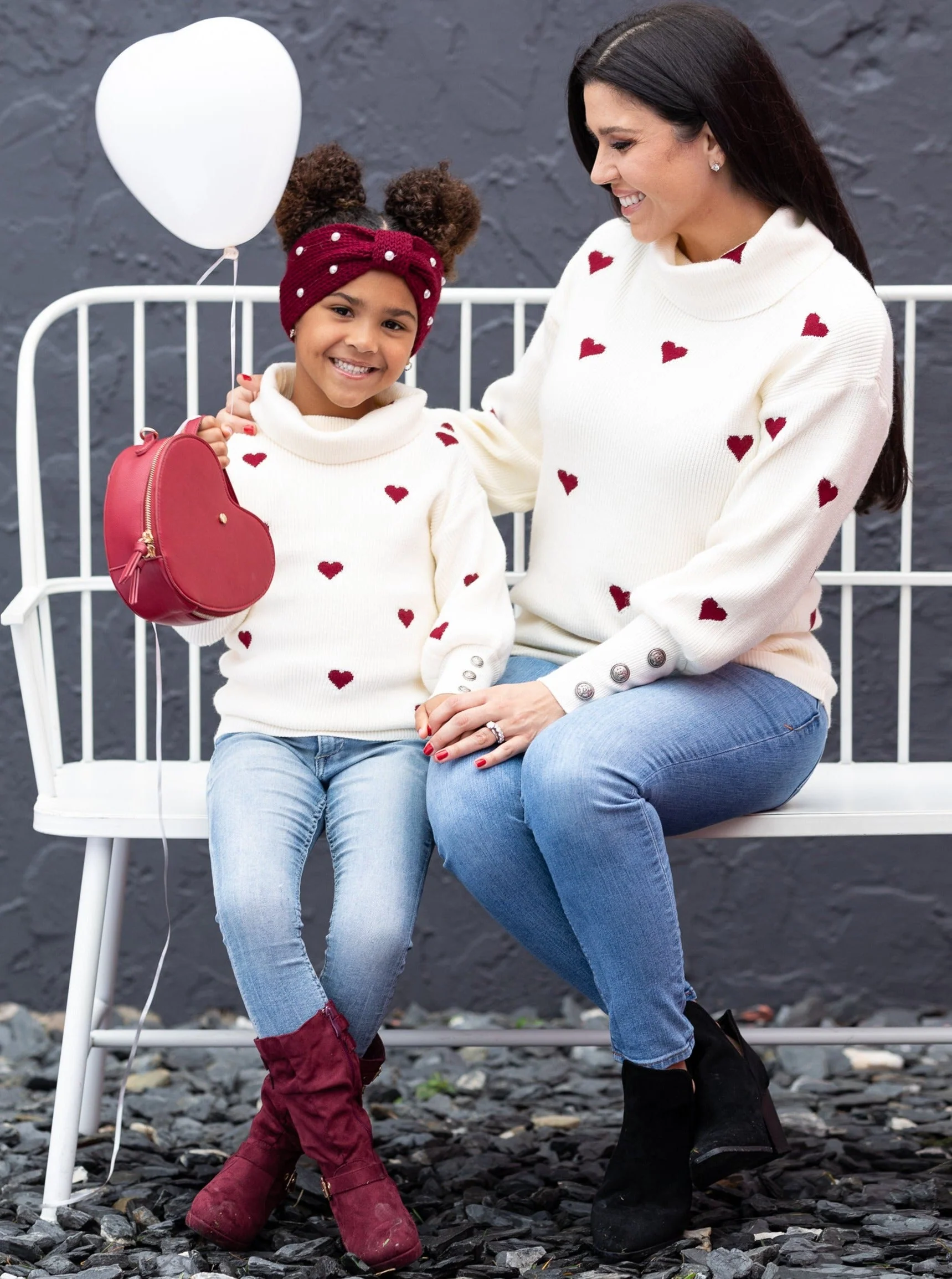 Mommy and Me We Love Hearts Turtleneck Sweater - Image 4