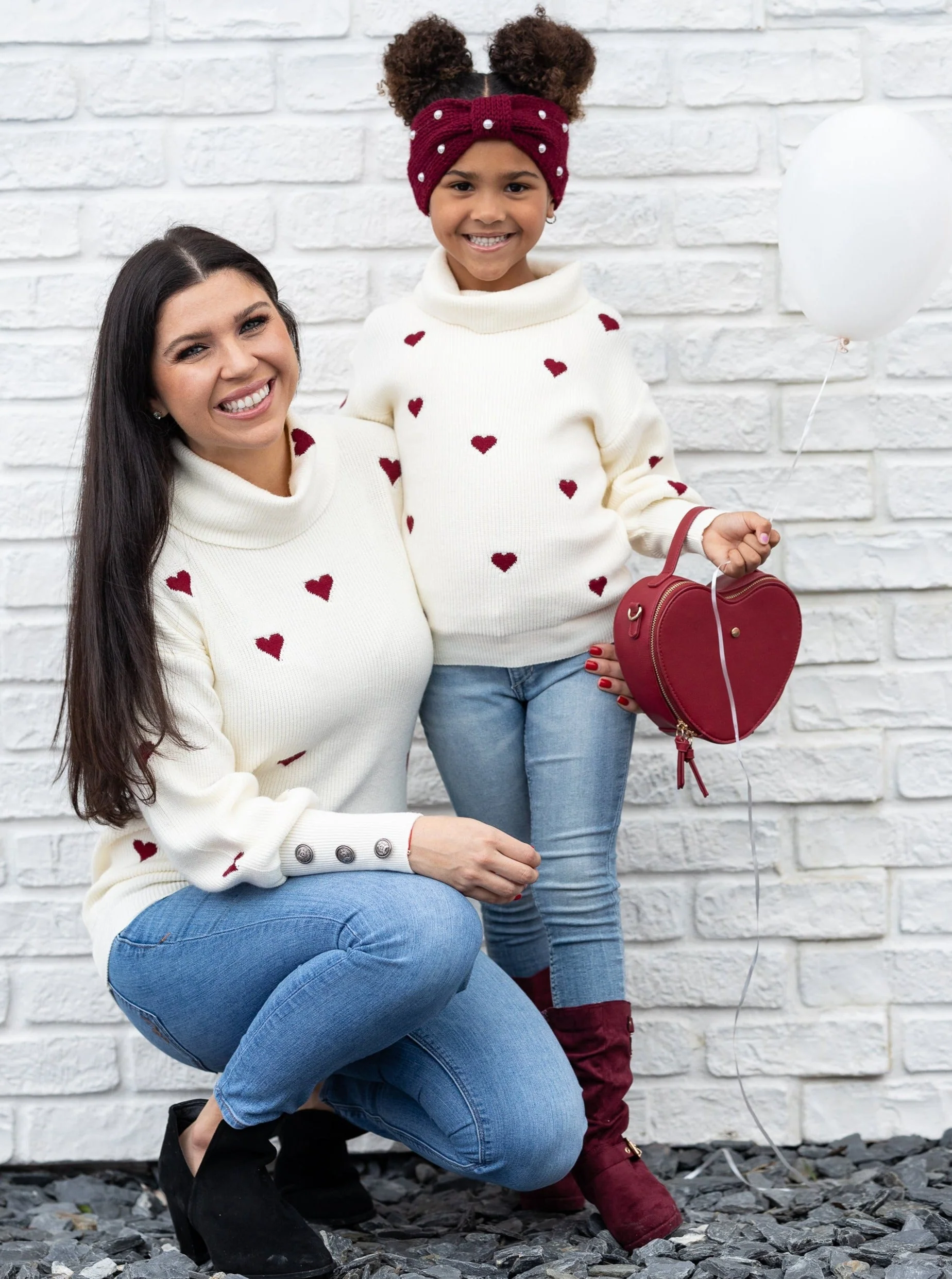 Mommy and Me We Love Hearts Turtleneck Sweater - Image 5