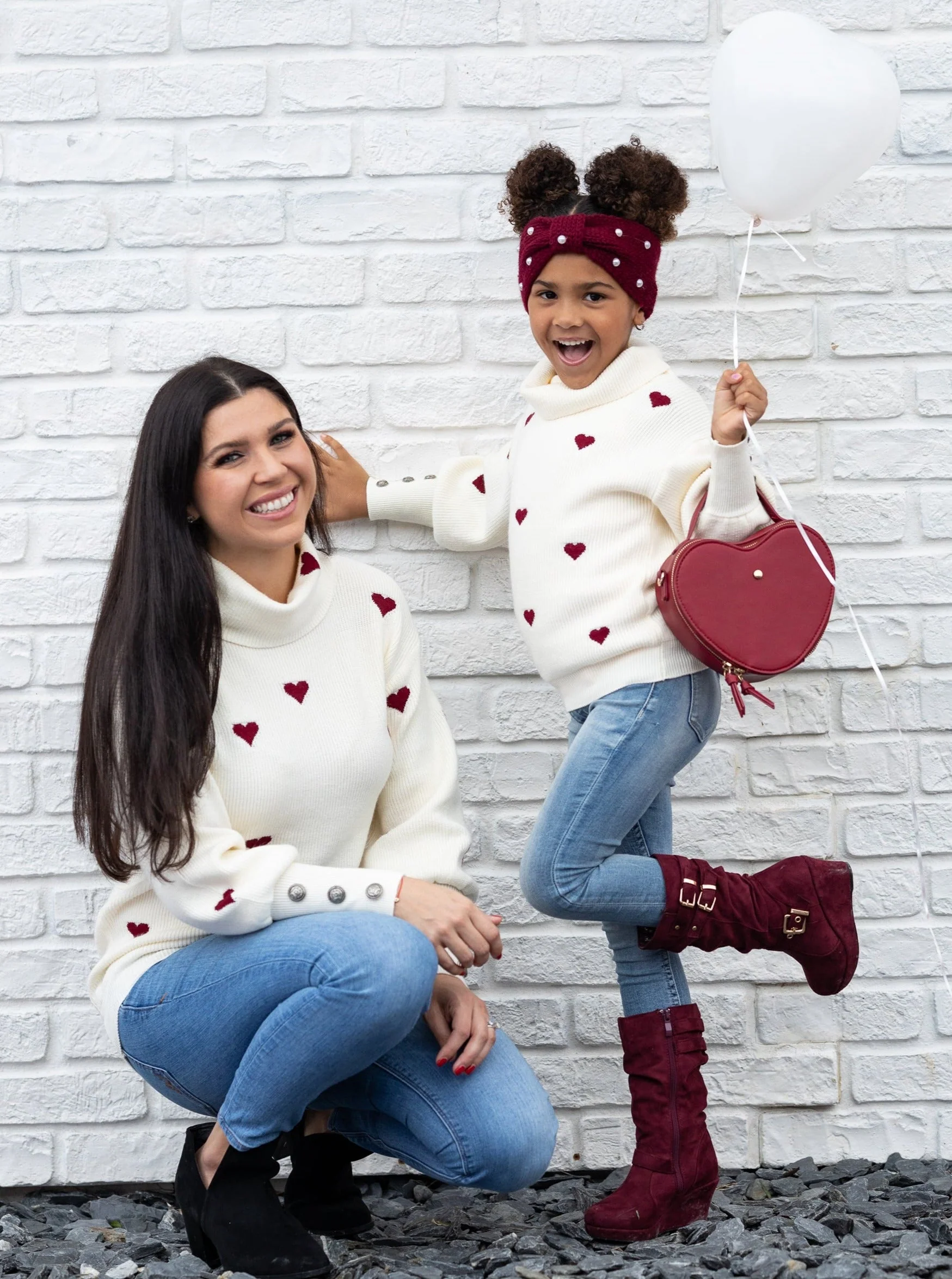 Mommy and Me We Love Hearts Turtleneck Sweater - Image 6