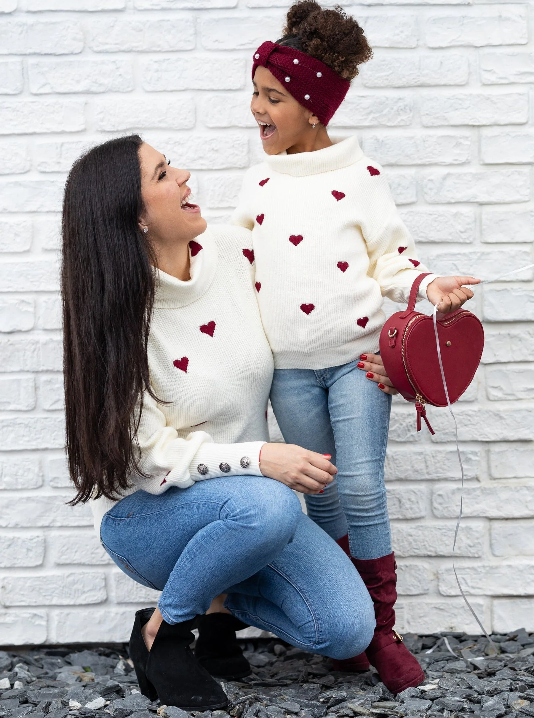 Mommy and Me We Love Hearts Turtleneck Sweater - Image 7