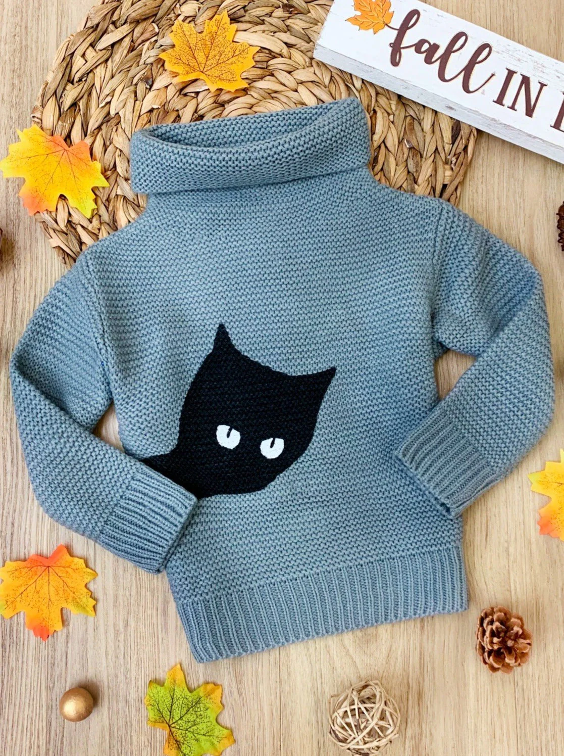 Cute Cat Knit Turtle Neck Sweater - Image 3
