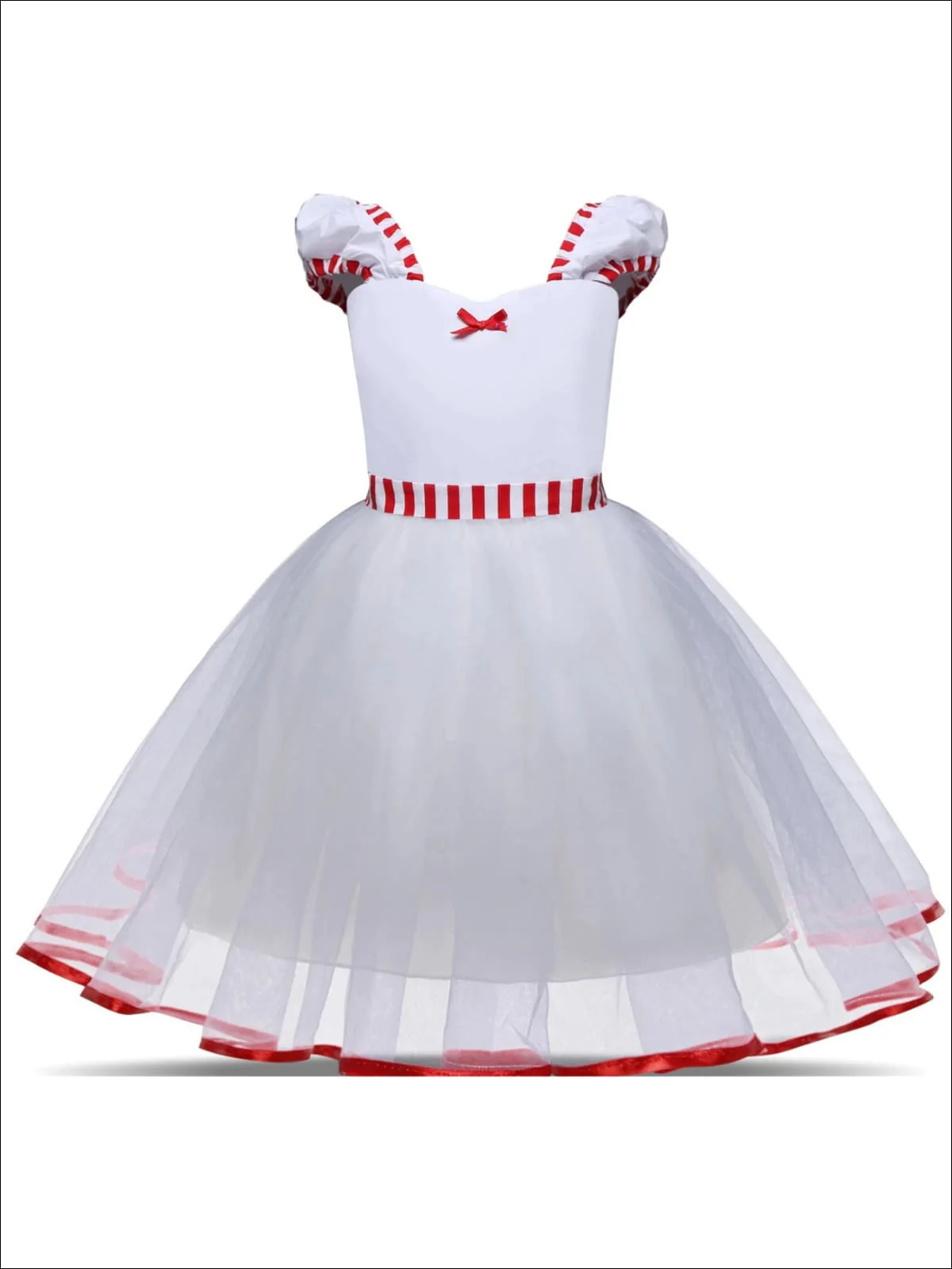 Girls Mary Poppins Inspired Striped Costume Dress with Lace Gloves - Image 5