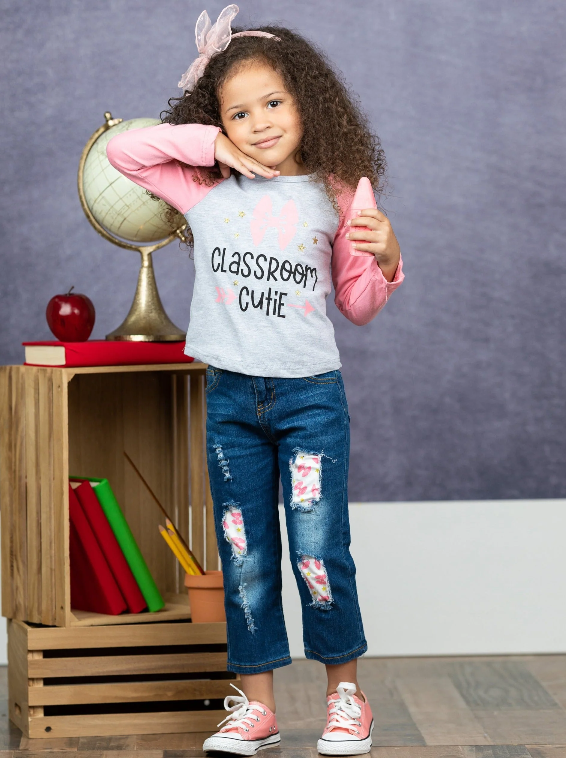 Classroom Cutie Patched Jeans Set - Image 3