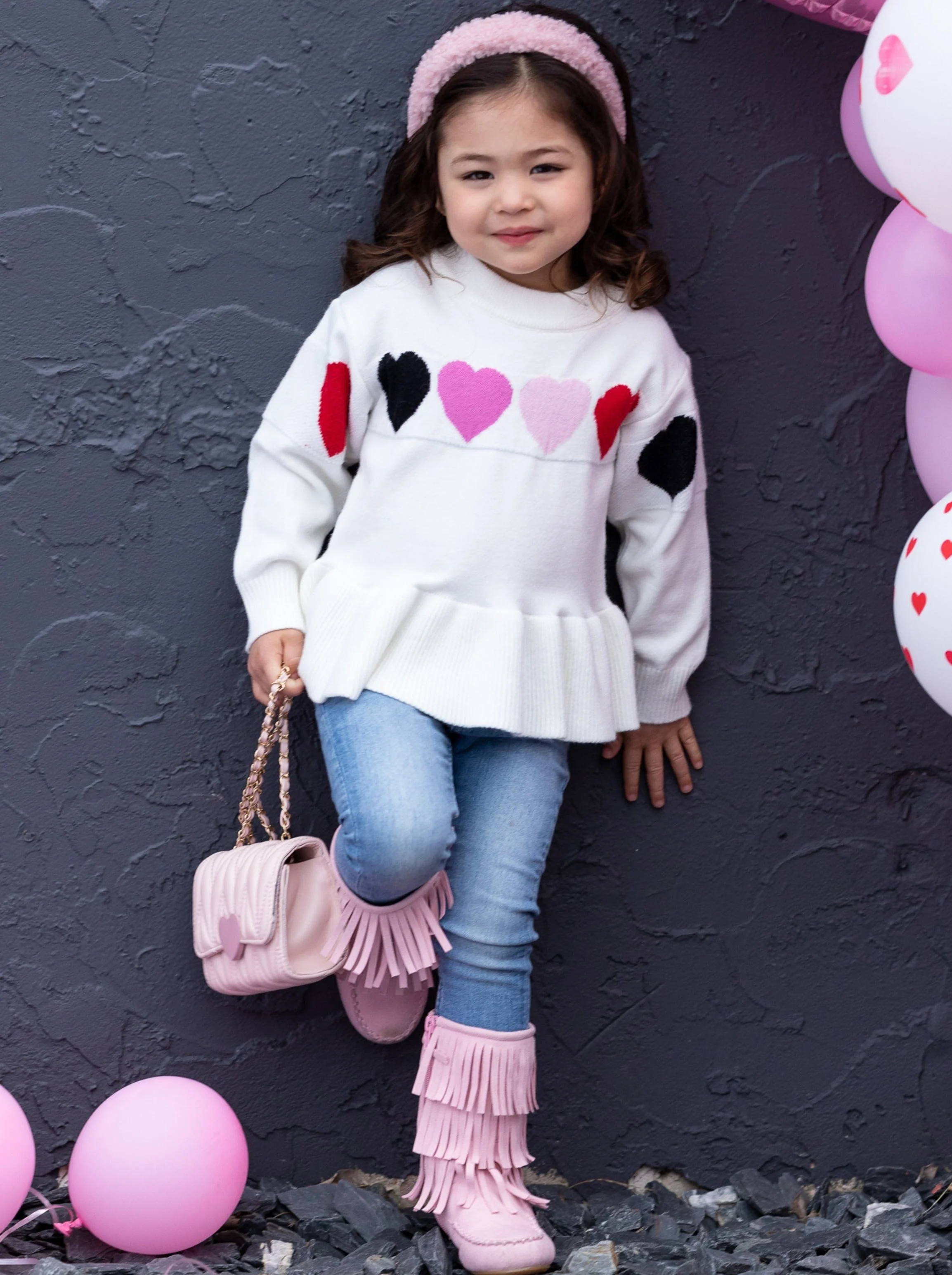 Colored Hearts Peplum Knit Sweater - Image 2