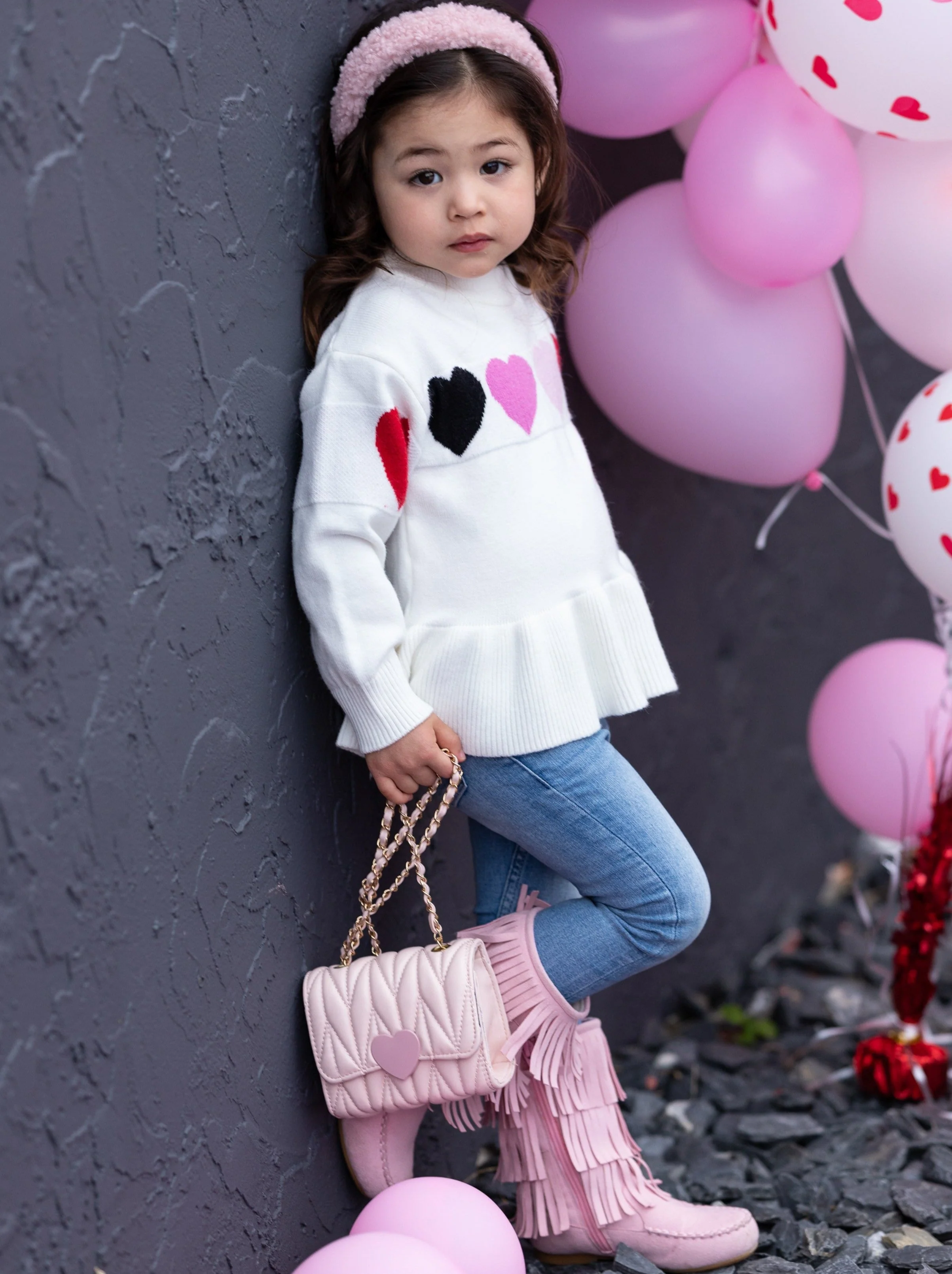 Colored Hearts Peplum Knit Sweater - Image 4