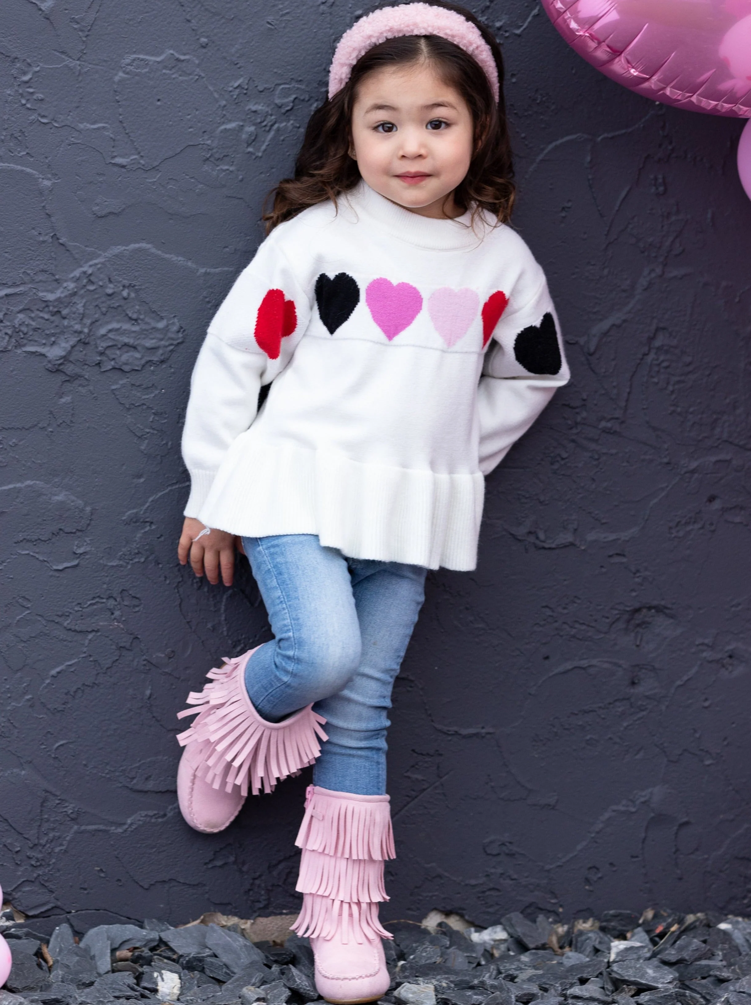 Colored Hearts Peplum Knit Sweater - Image 5