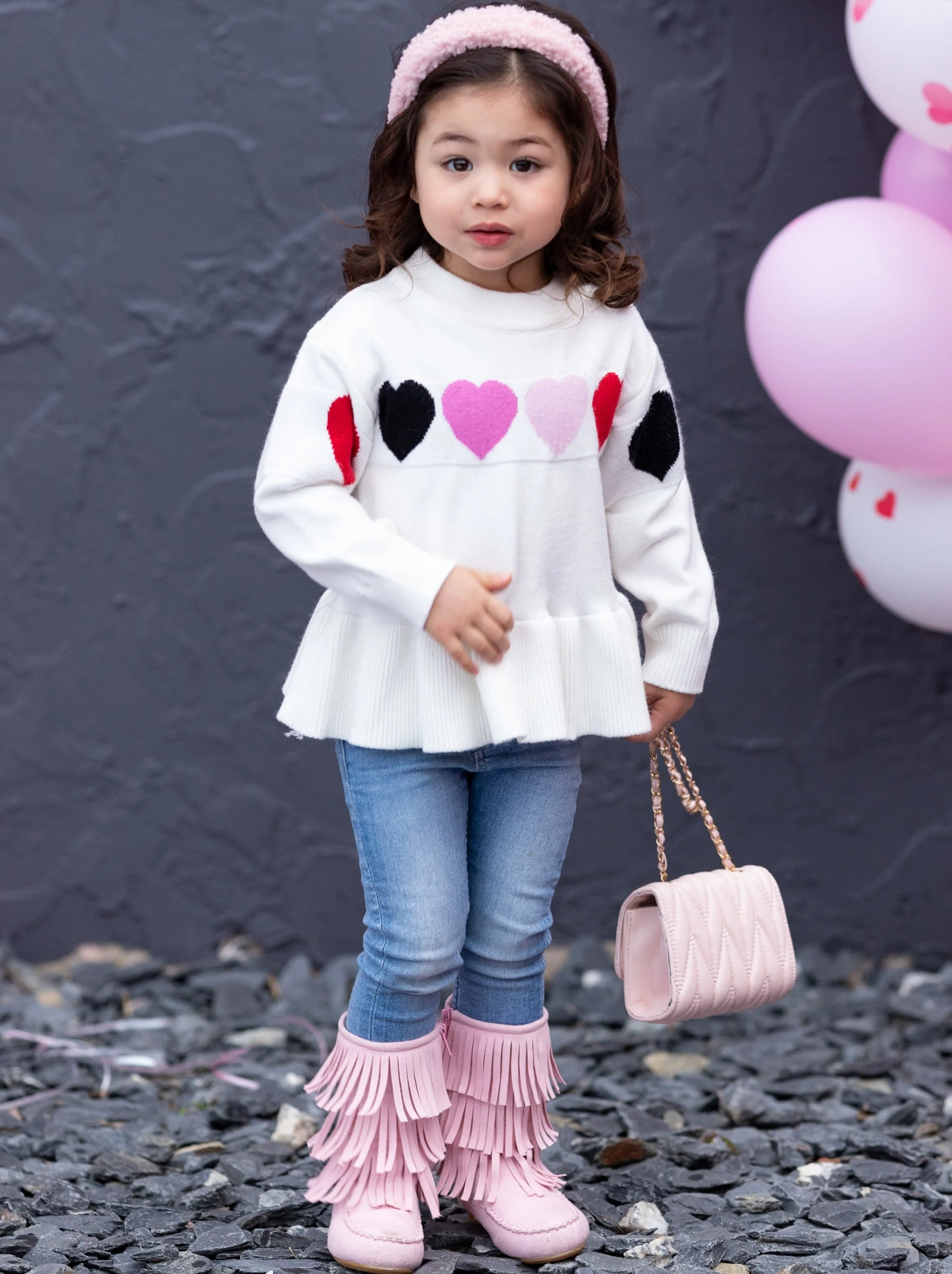 Colored Hearts Peplum Knit Sweater - Image 6