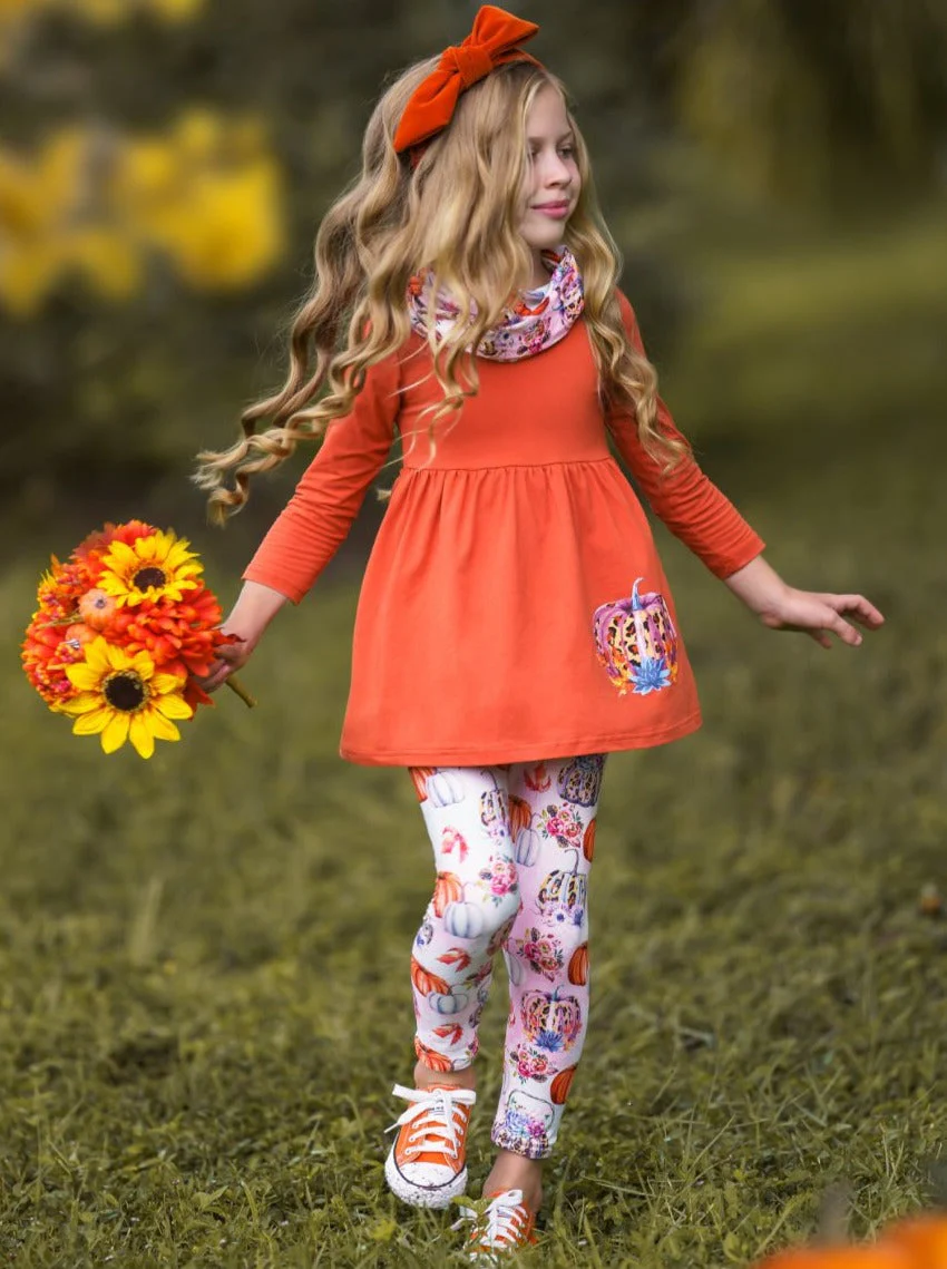 Pumpkin Everything Tunic, Leggings and Scarf Set - Image 2