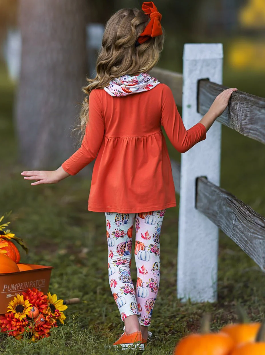 Pumpkin Everything Tunic, Leggings and Scarf Set - Image 3