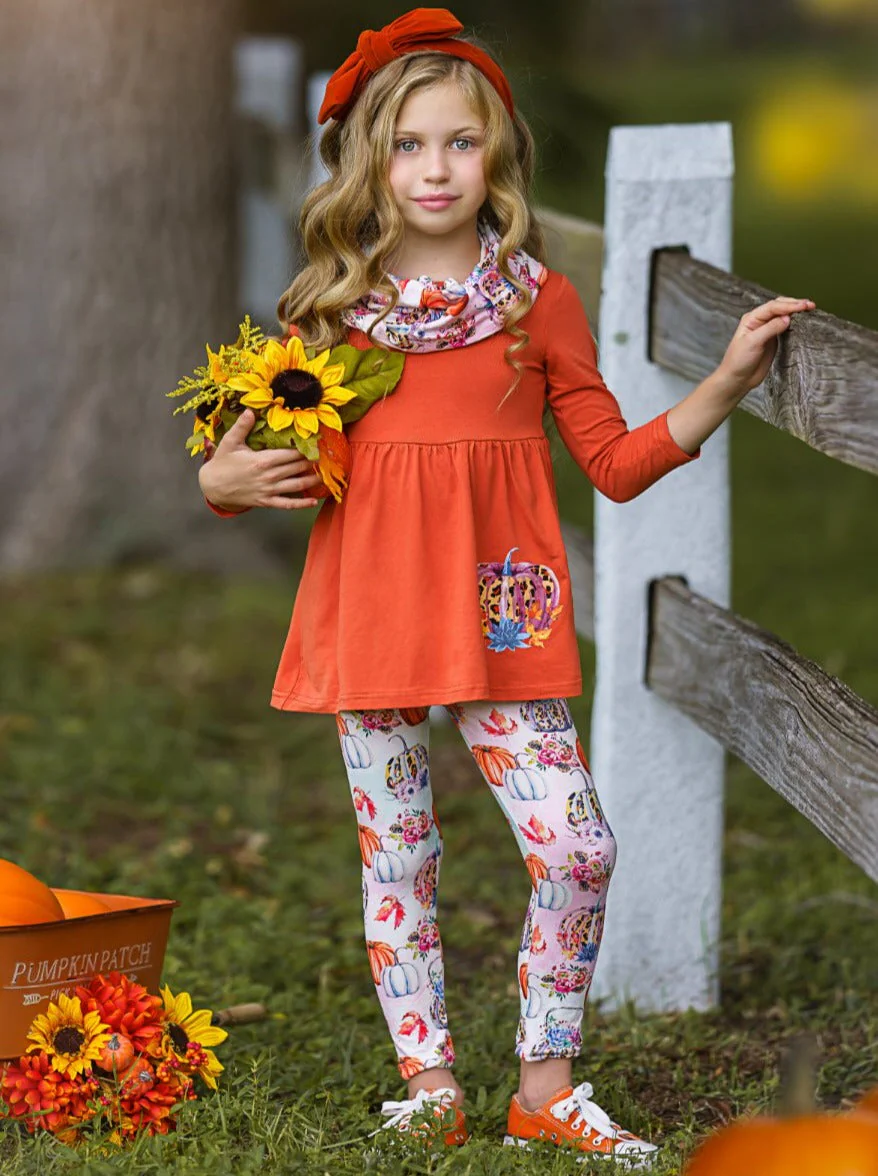 Pumpkin Everything Tunic, Leggings and Scarf Set - Image 5