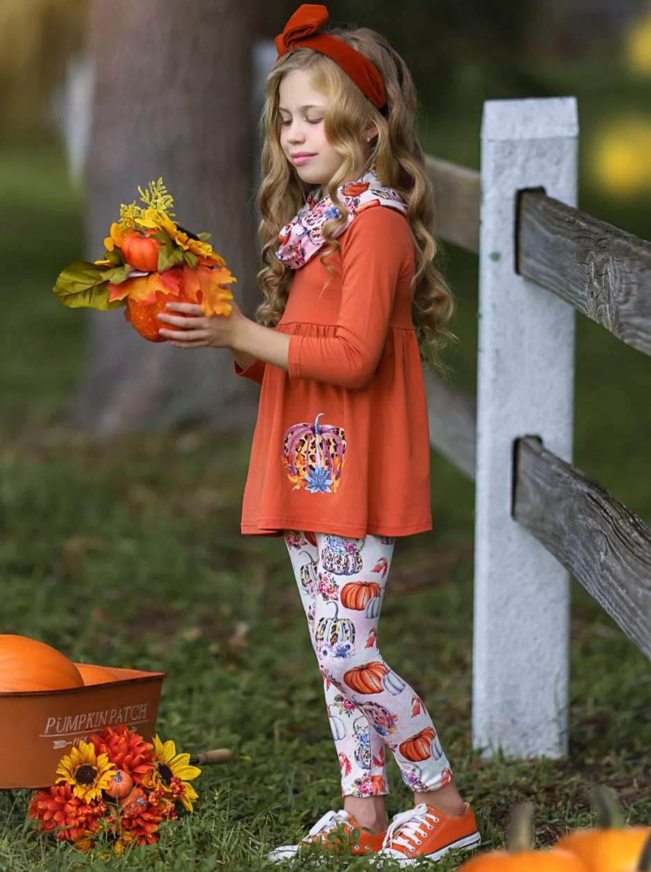 Pumpkin Everything Tunic, Leggings and Scarf Set - Image 6