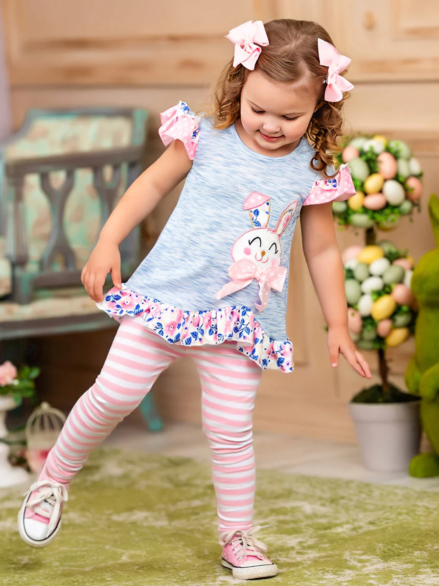 Polka Dot Bunny Striped Legging Set - Image 6