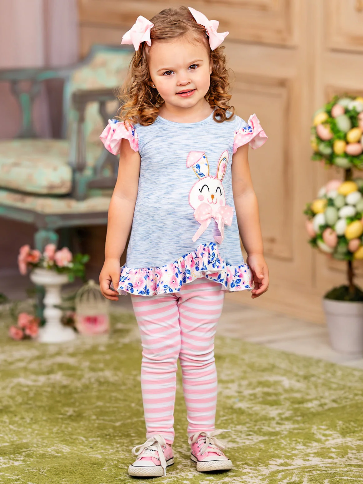 Polka Dot Bunny Striped Legging Set - Image 7