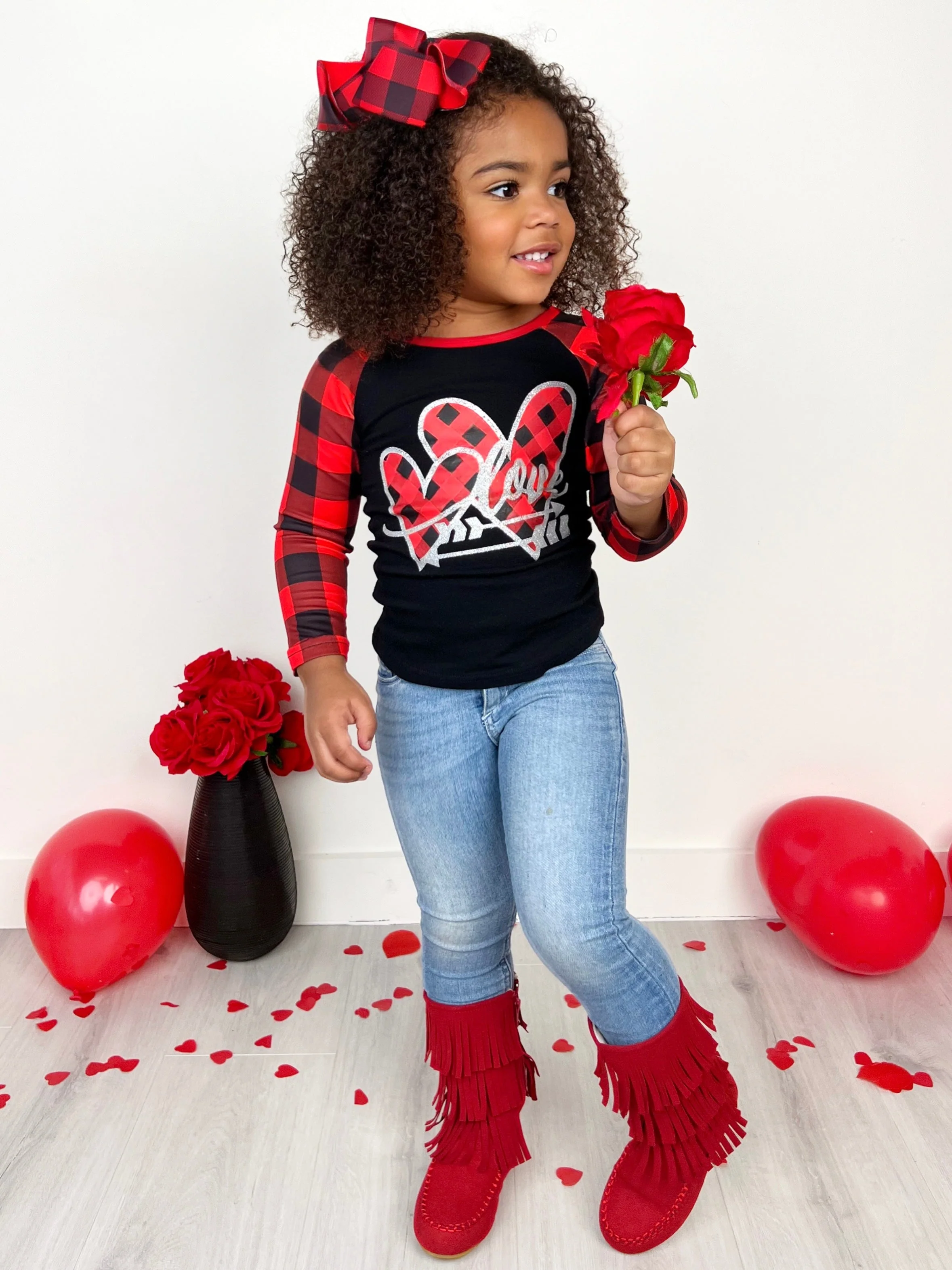 Cupid's Love Plaid Raglan Top - Image 2