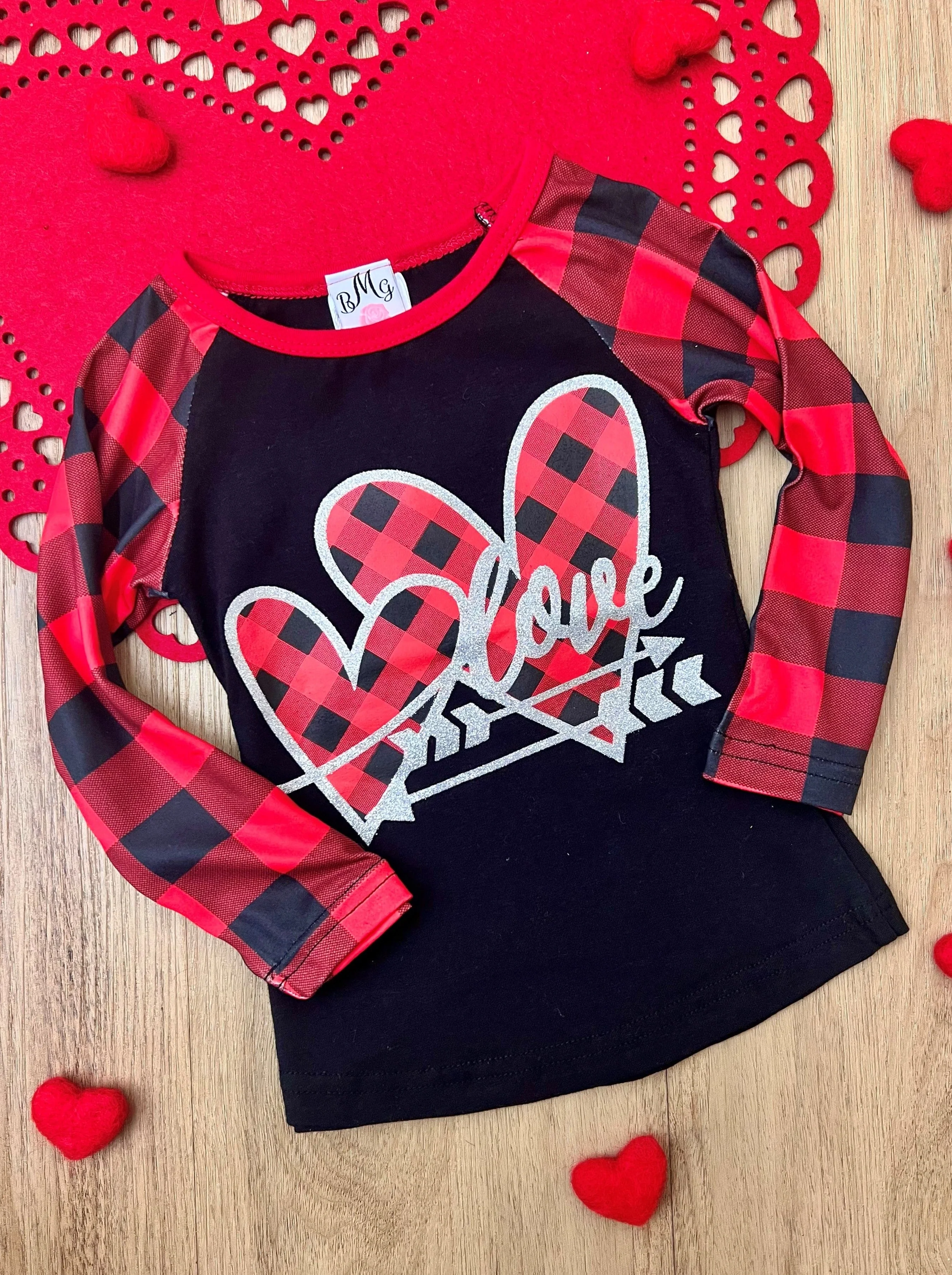 Cupid's Love Plaid Raglan Top - Image 3