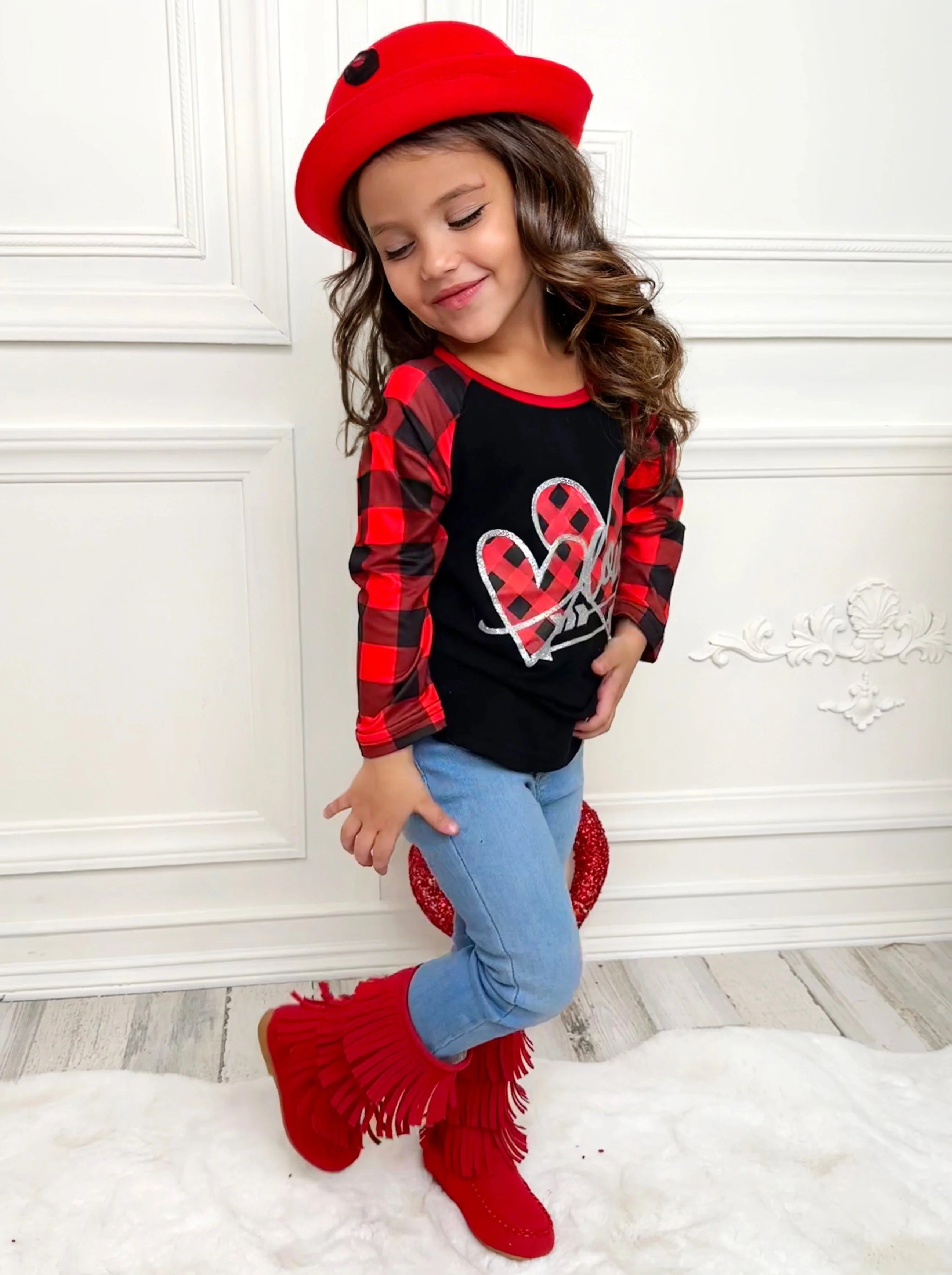 Cupid's Love Plaid Raglan Top - Image 4