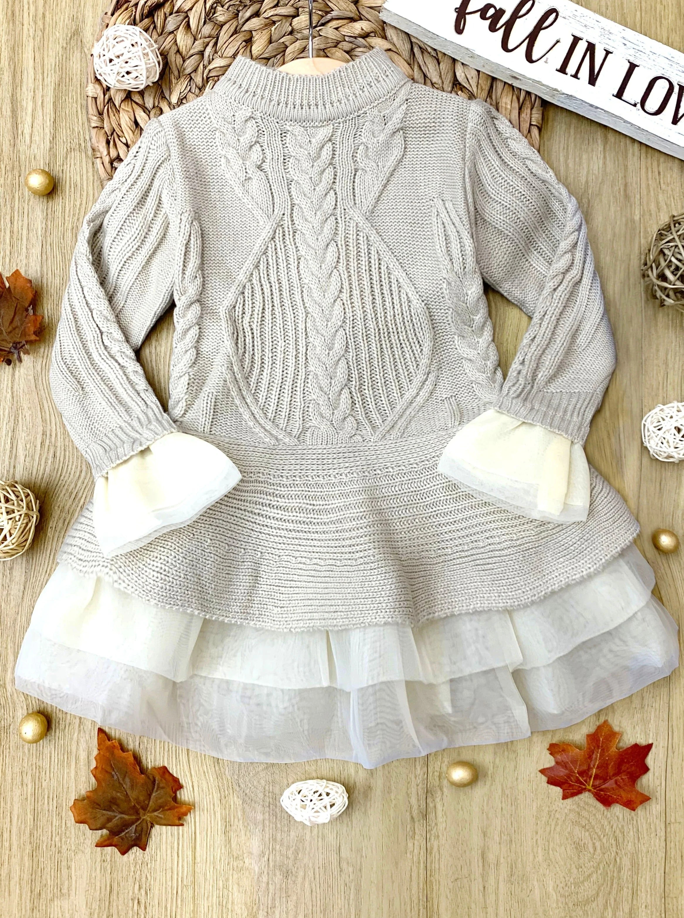 Cute As Pie Creme Cable Knit Tutu Sweater - Image 4