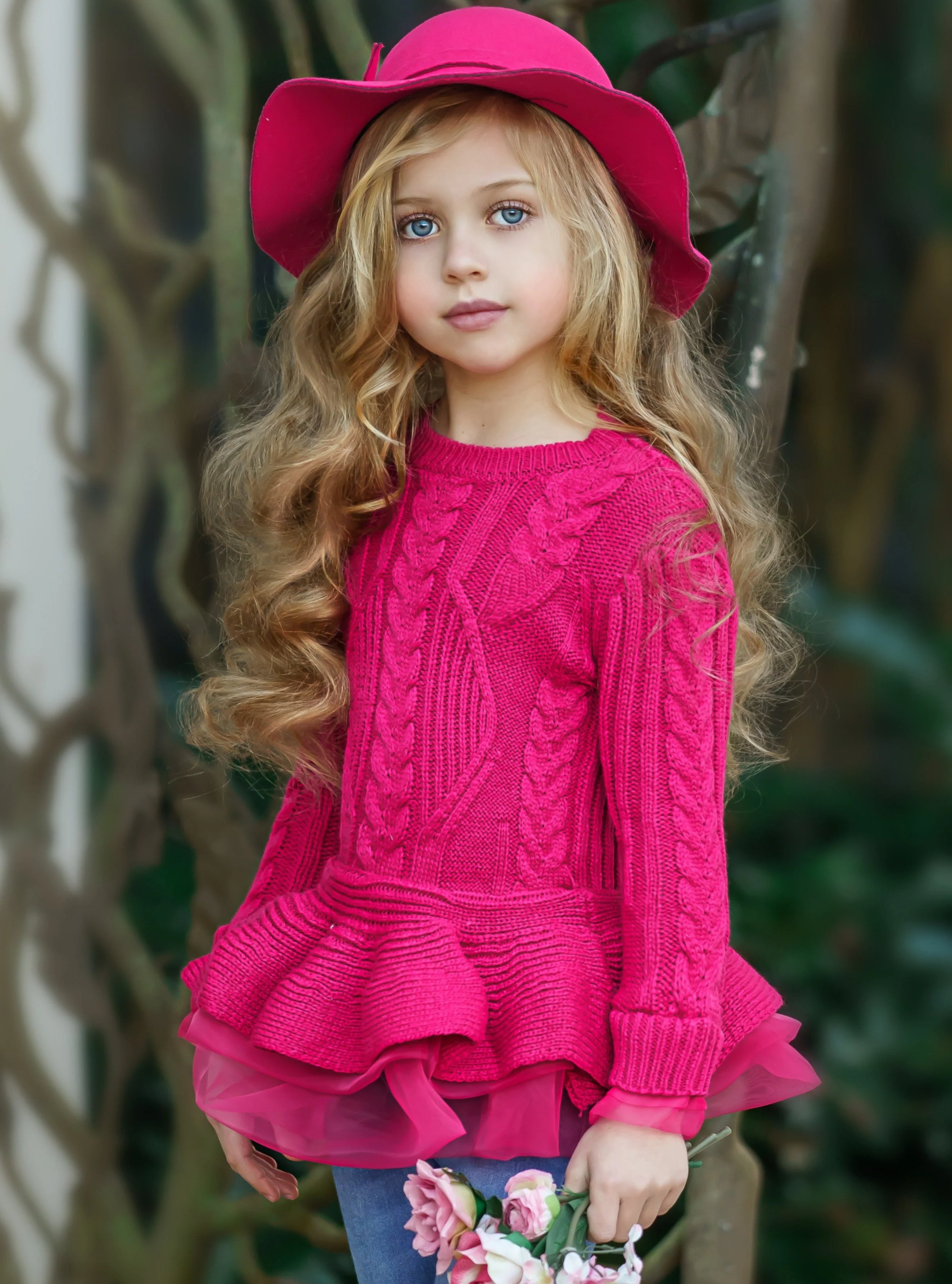 Cute As Pie Hot Pink Cable Knit Tutu Sweater - Image 2