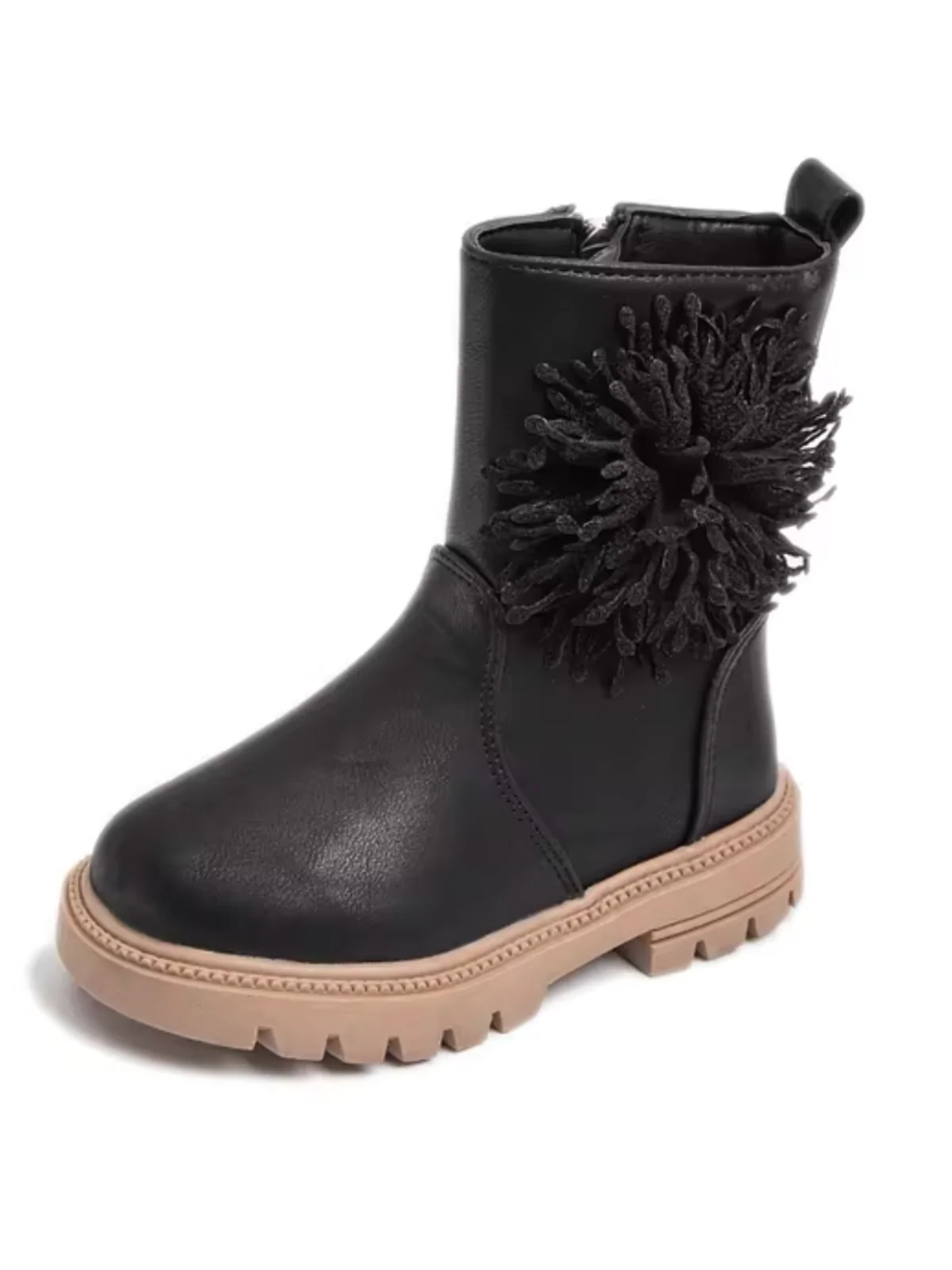 Girls Cute Non-slip Boots with Flower and Side Zipper By Liv and Mia - Image 5