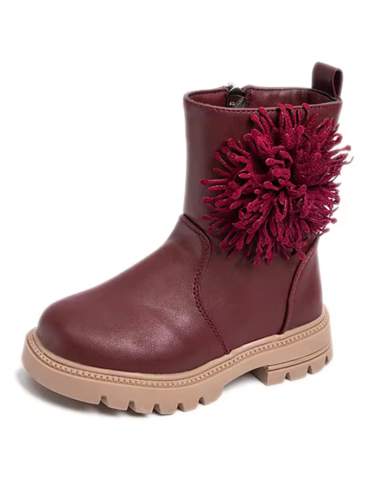 Girls Cute Non-slip Boots with Flower and Side Zipper By Liv and Mia - Image 6