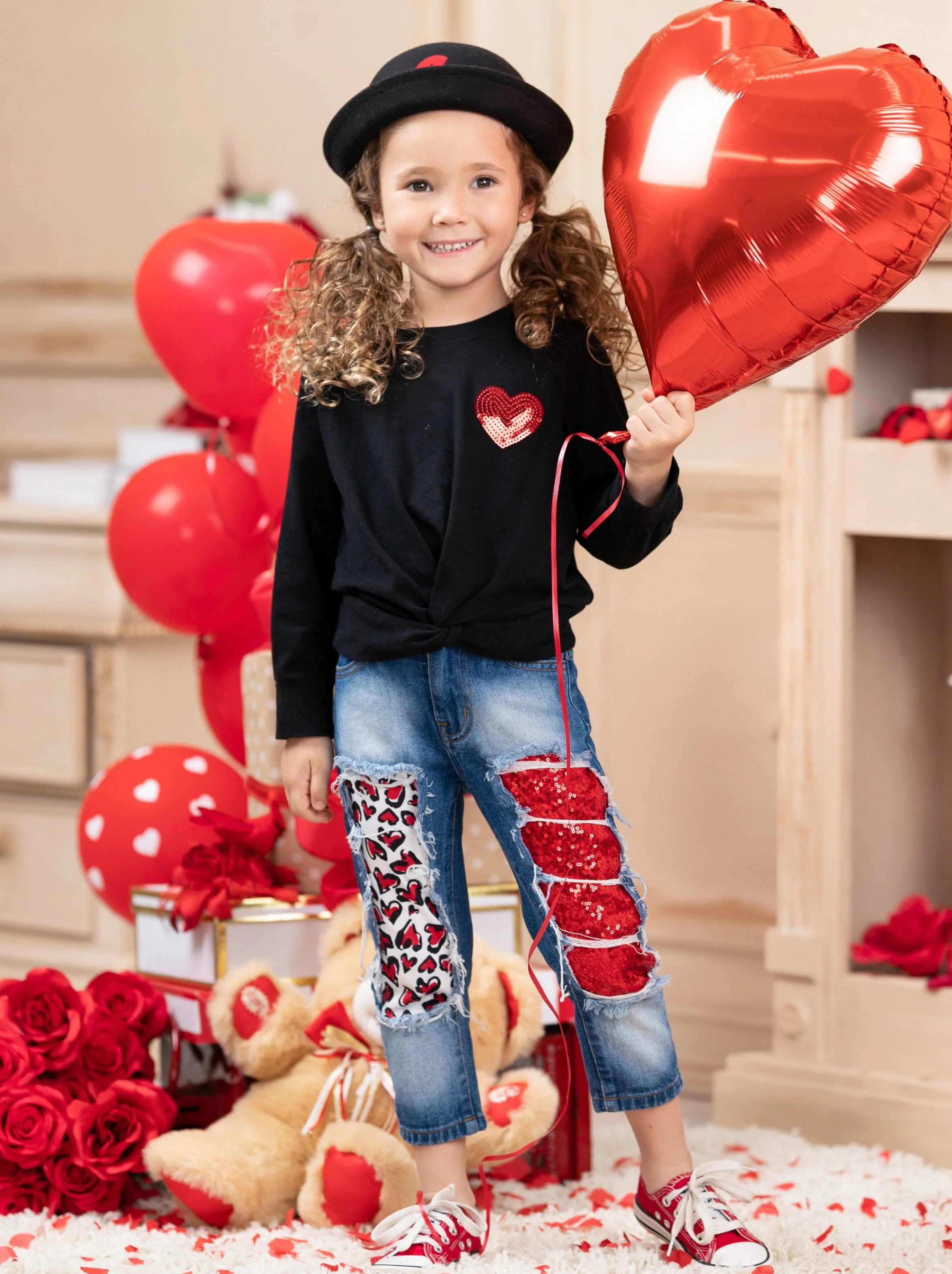 Cutie Pie Sparkle Patched Jeans Set - Image 3