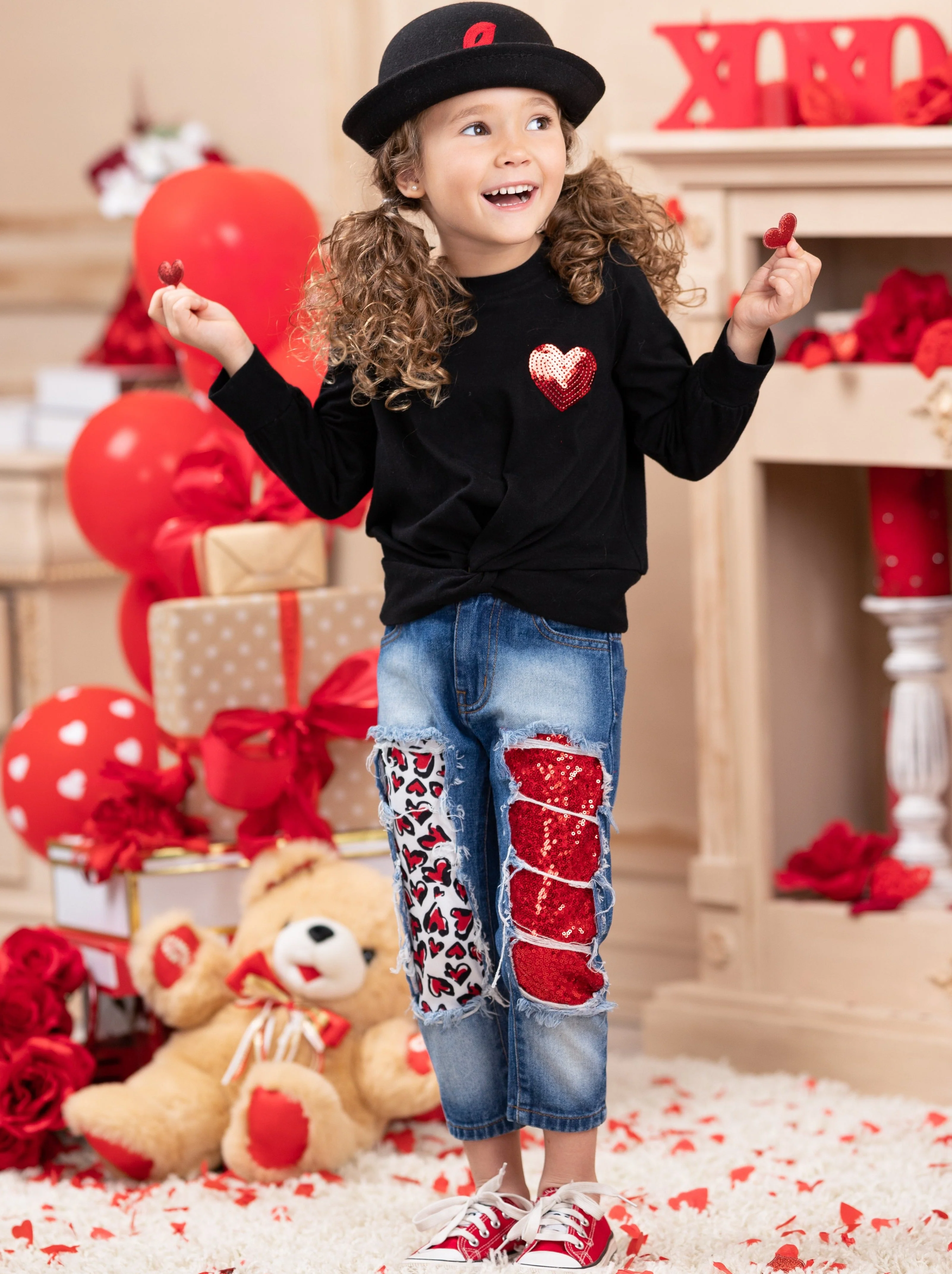 Cutie Pie Sparkle Patched Jeans Set - Image 4