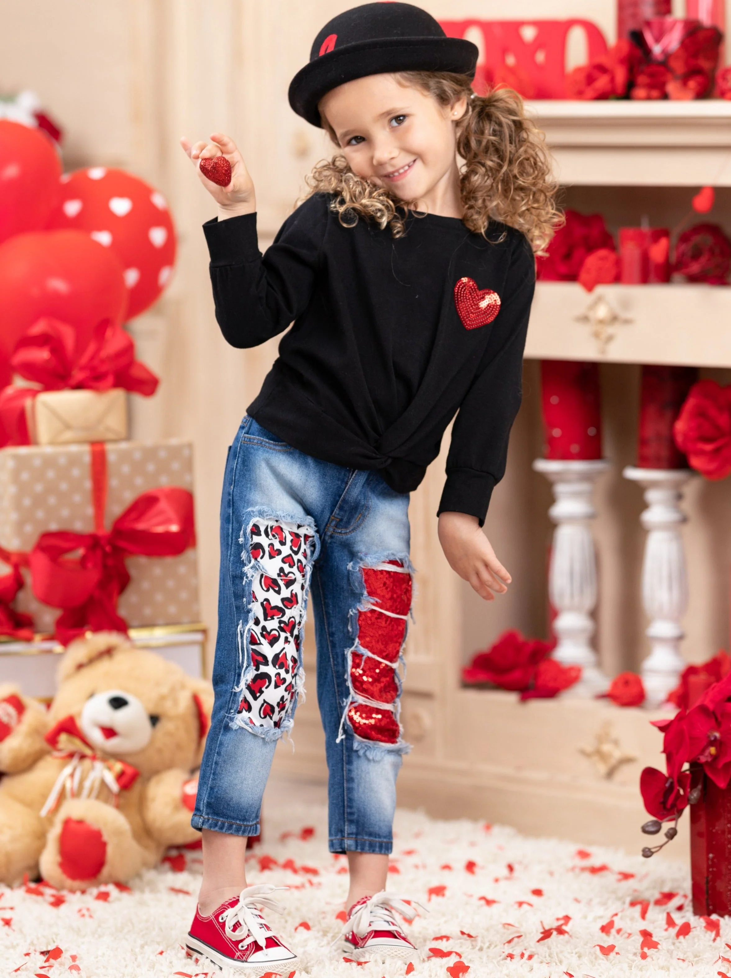 Cutie Pie Sparkle Patched Jeans Set - Image 5