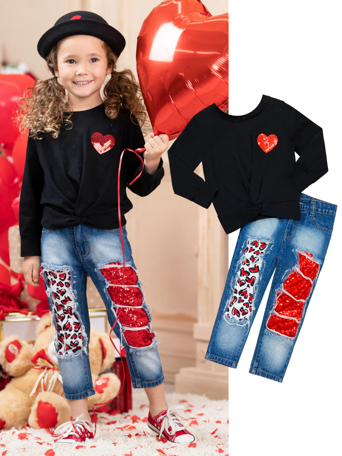 Cutie Pie Sparkle Patched Jeans Set - Image 7
