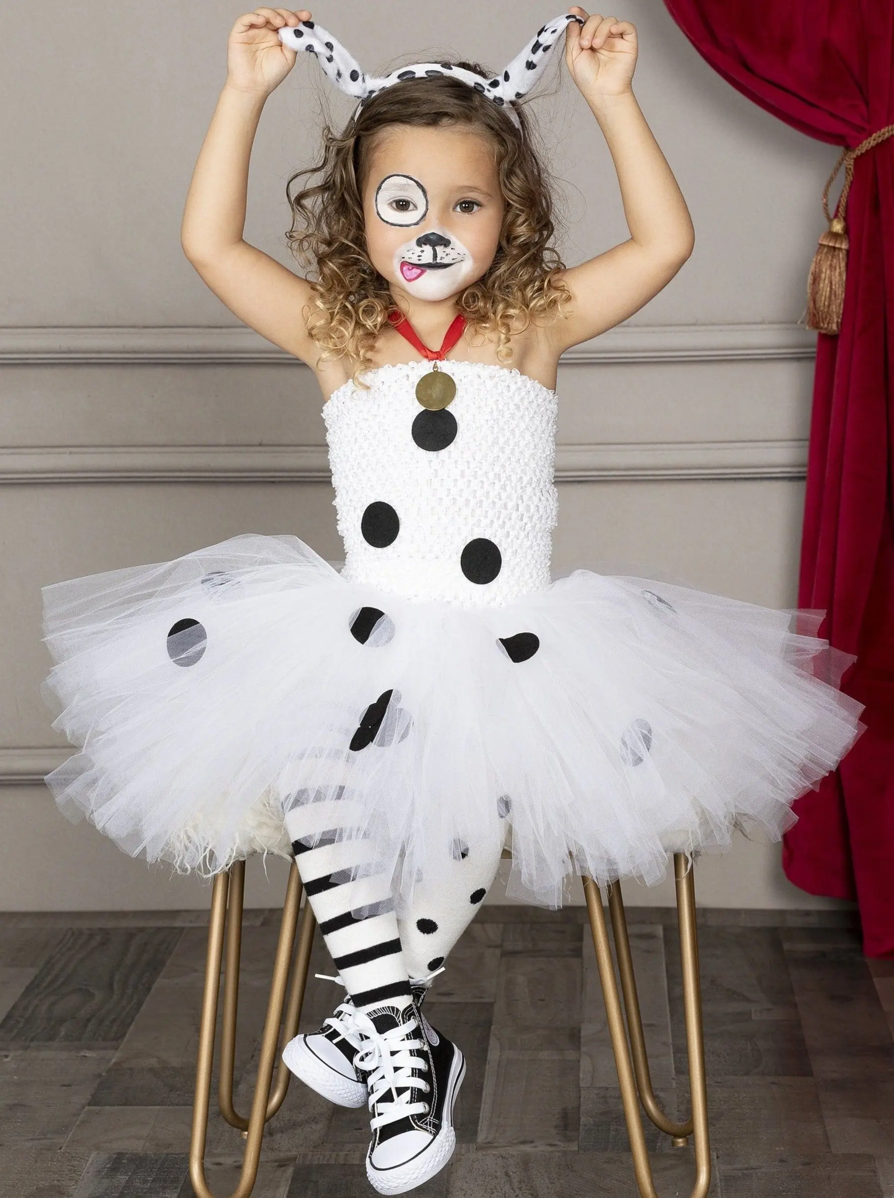 Girls Dalmatian Puppy Costume Dress and Headband - Image 4