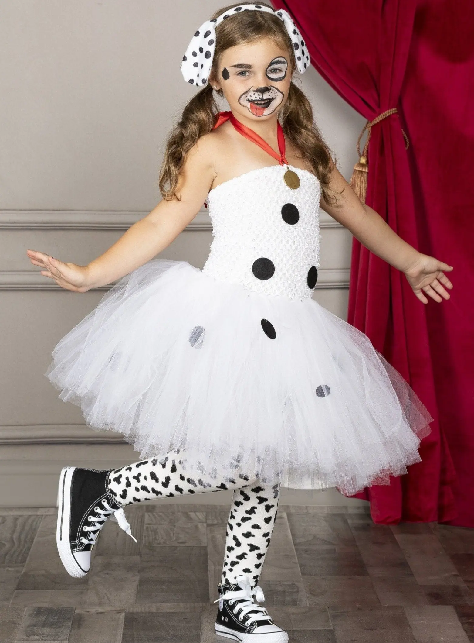 Girls Dalmatian Puppy Costume Dress and Headband - Image 5