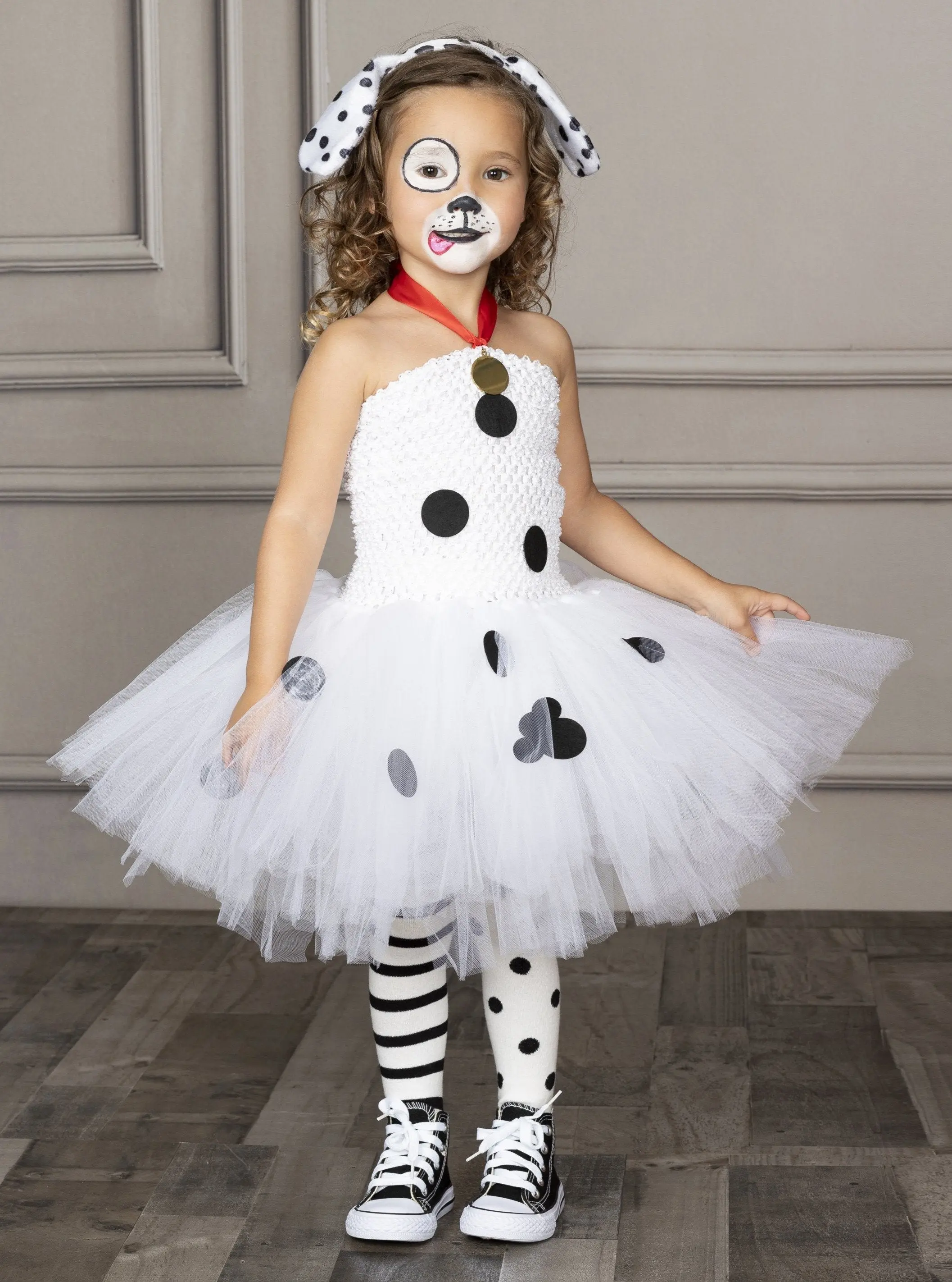 Girls Dalmatian Puppy Costume Dress and Headband - Image 6