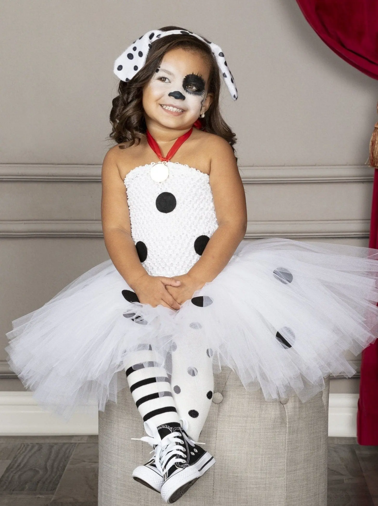 Girls Dalmatian Puppy Costume Dress and Headband - Image 9