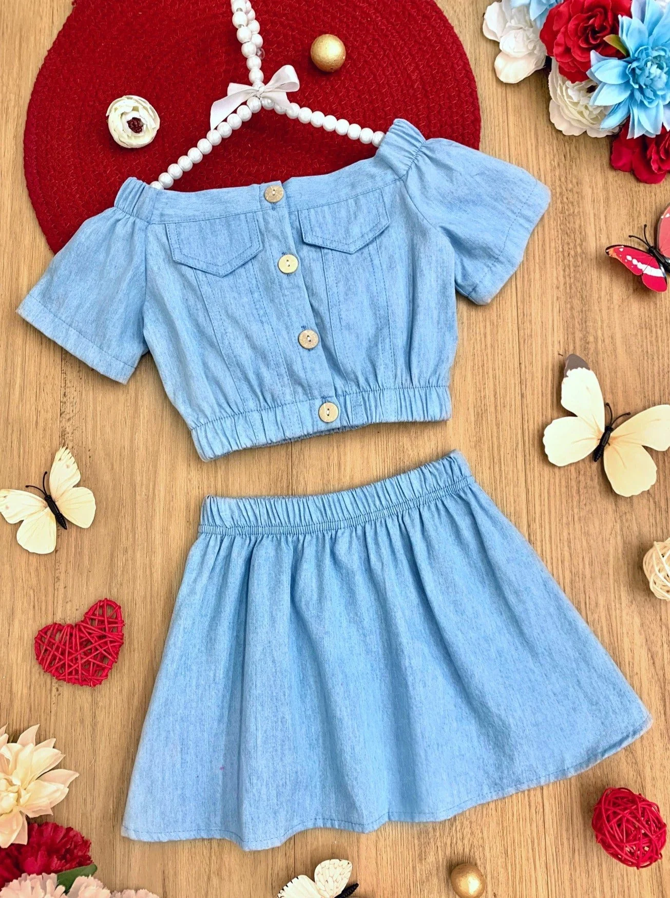 Love Never Fades Chambray Skirt Set - Image 3