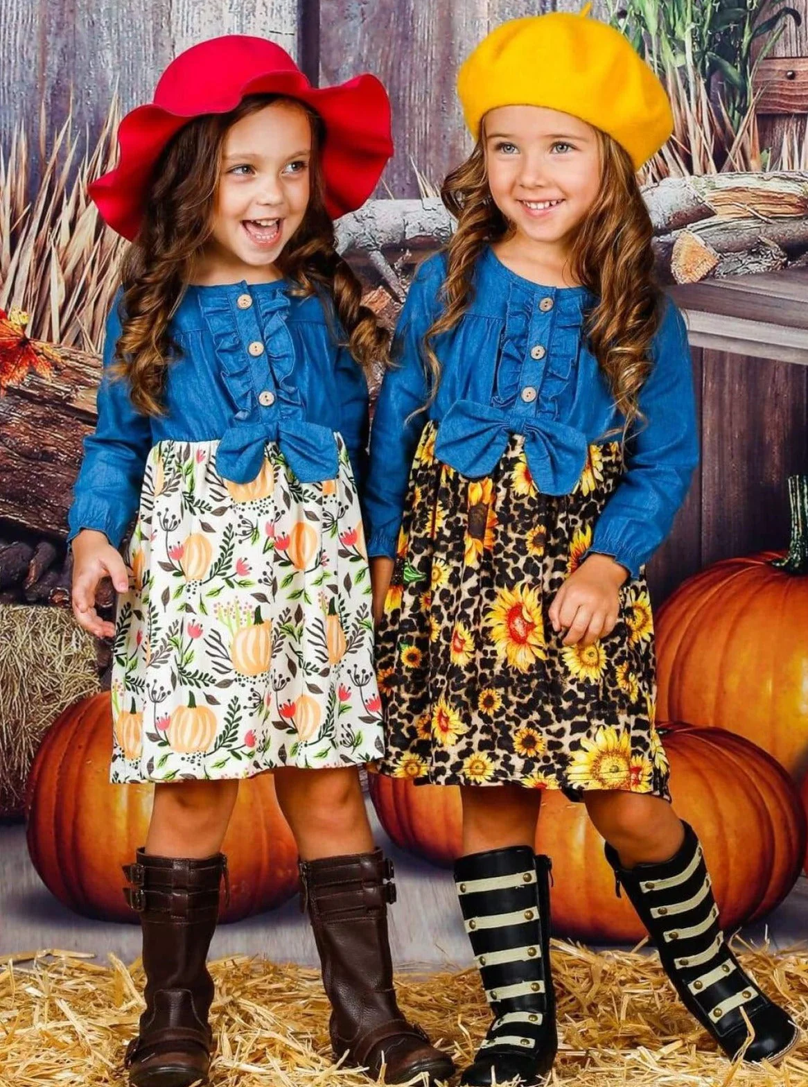 Happy Harvest Chambray Bodice Pumpkin Dress - Image 3