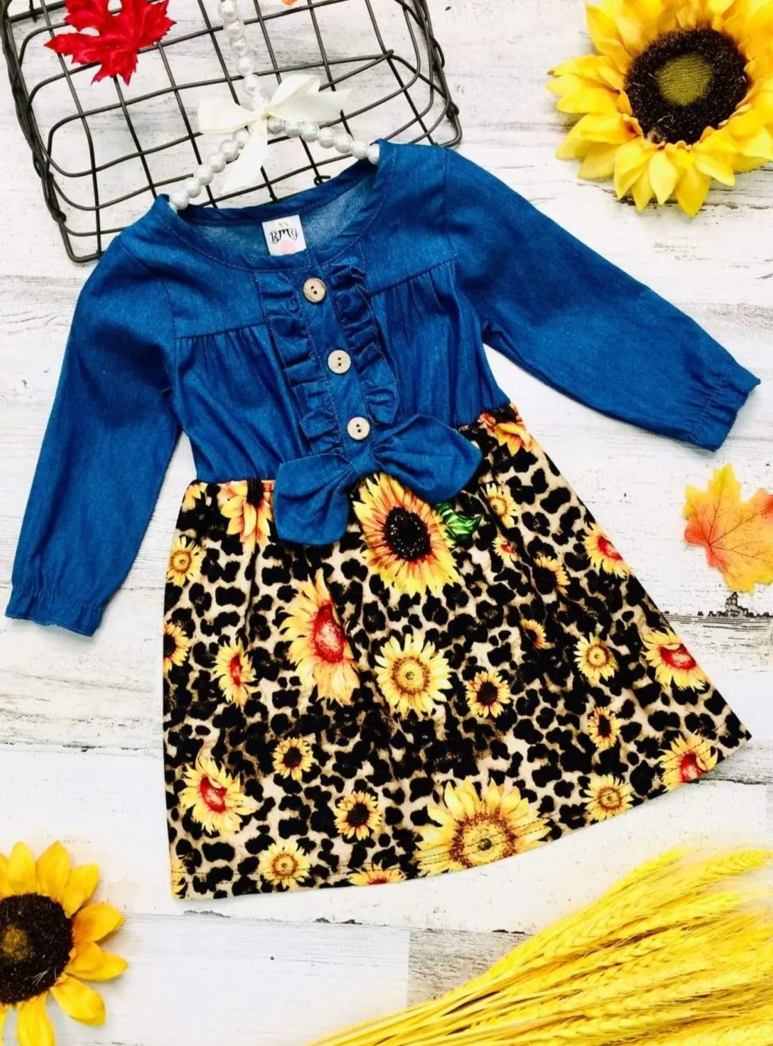 Hurray For Fall Chambray Bodice Flower Dress - Image 2