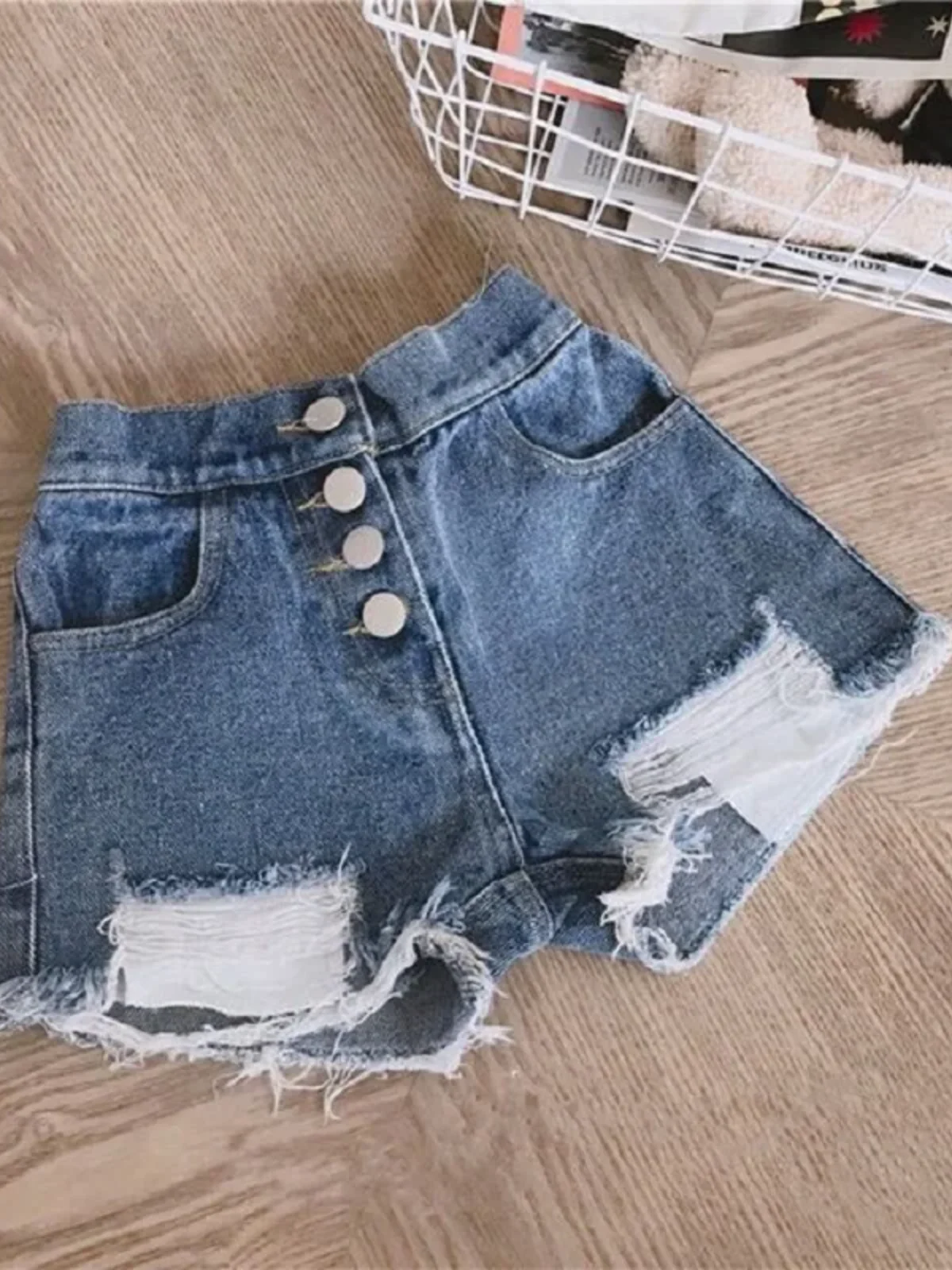 Distressed Denim Shorts - Image 4