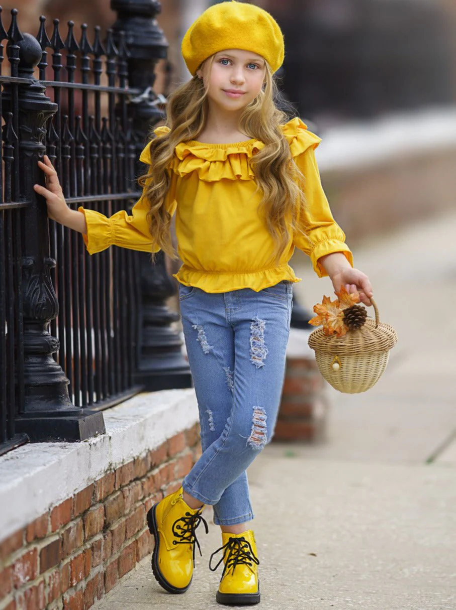 Don't Ruffle My Feathers Patched Jeans Set - Image 3
