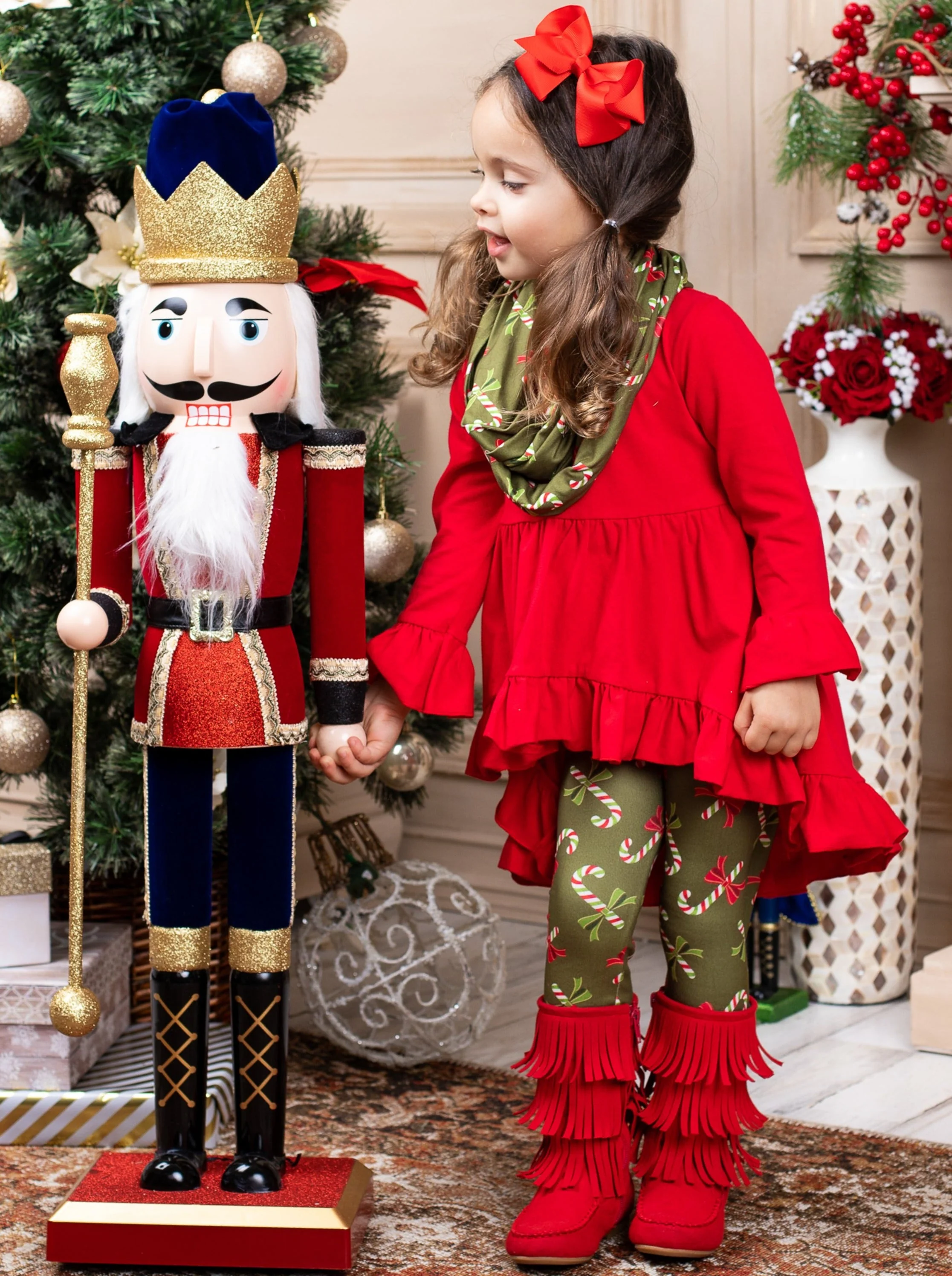 Candy Cane Cutie Tunic, Scarf, And Legging Set - Image 4
