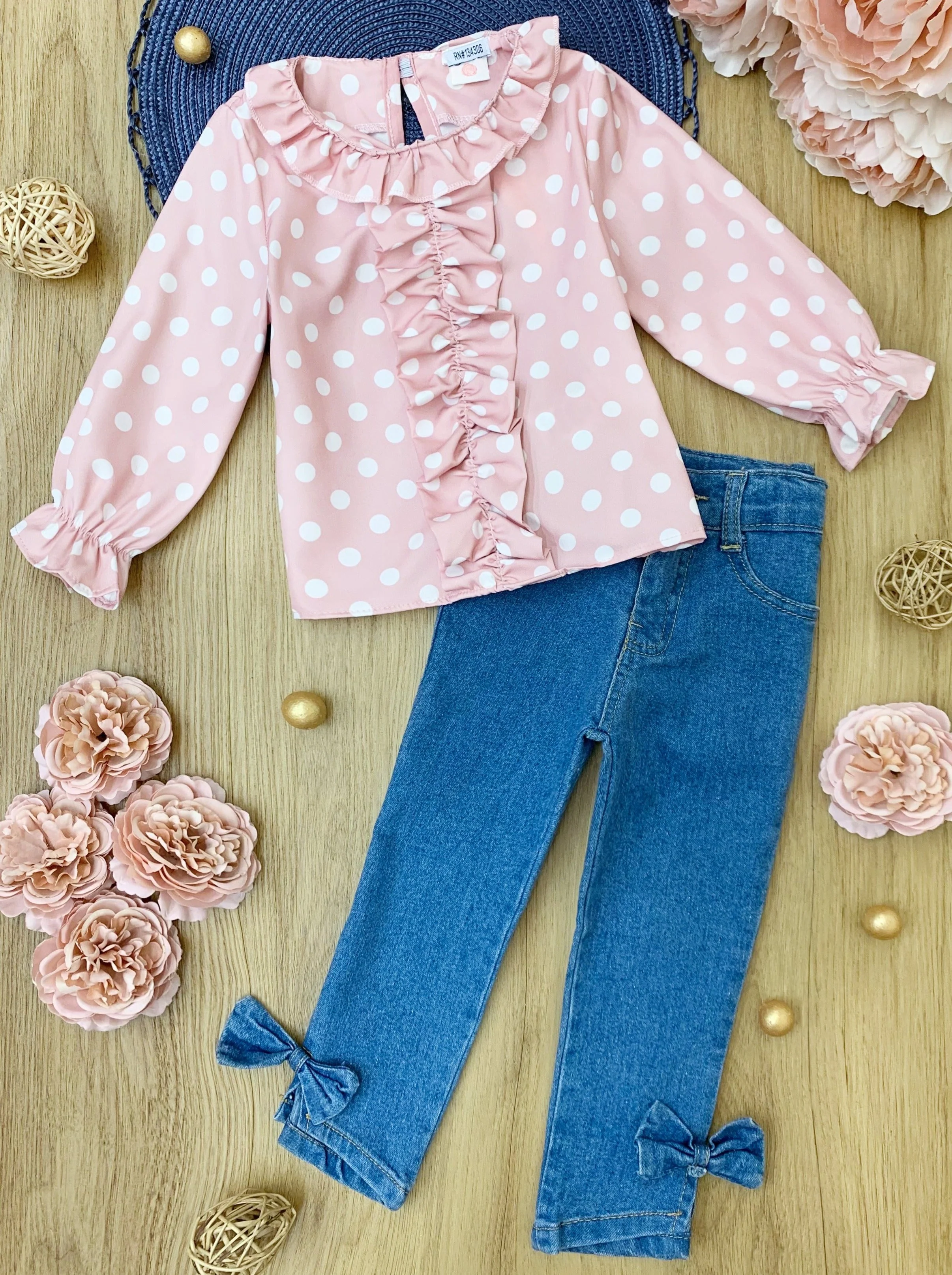 Dot Dot Dot Bow Jeans Set - Image 2