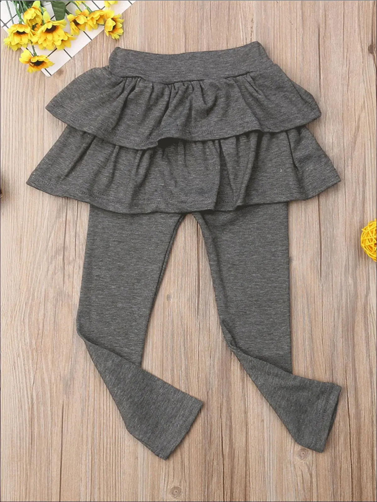 Girls Double Layer Ruffle Skirt Leggings - Image 2