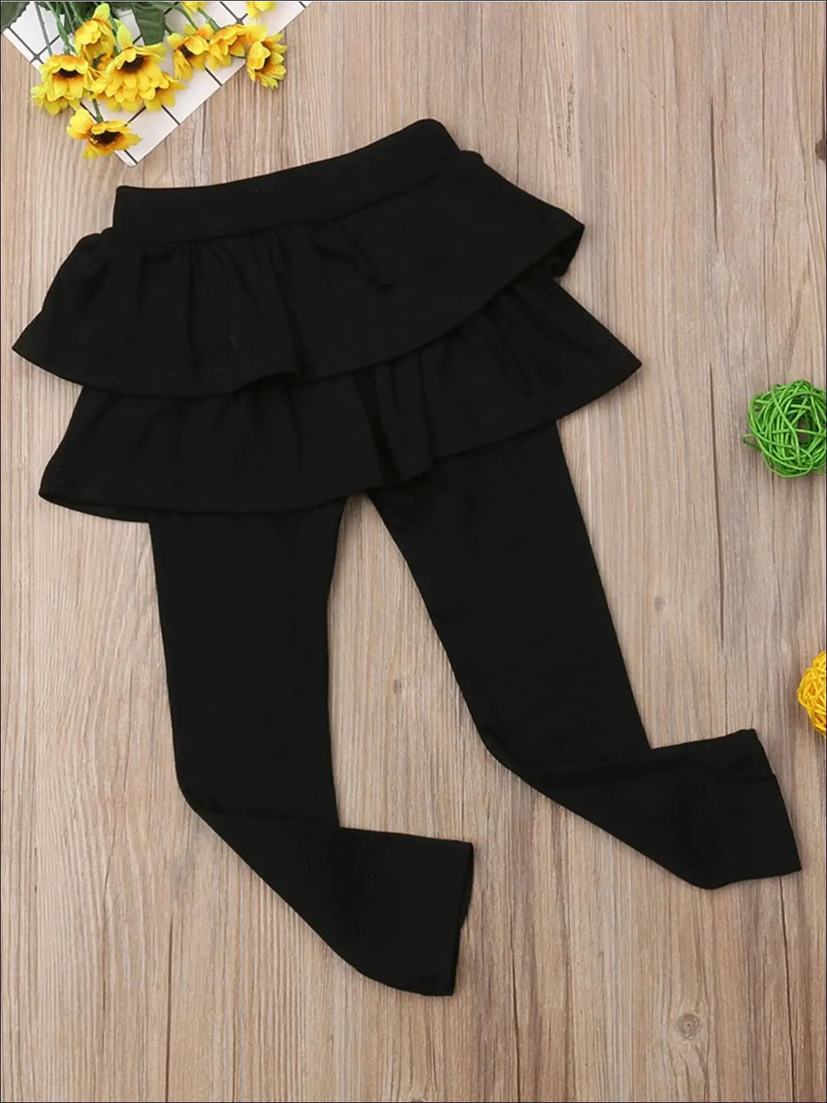 Girls Double Layer Ruffle Skirt Leggings - Image 3