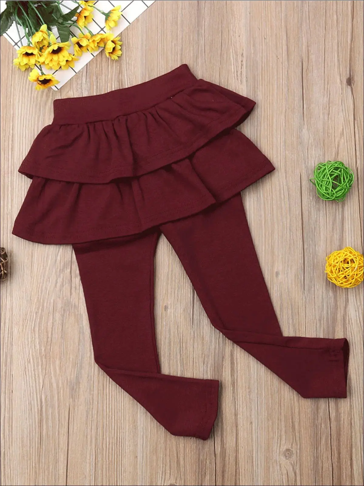Girls Double Layer Ruffle Skirt Leggings - Image 4