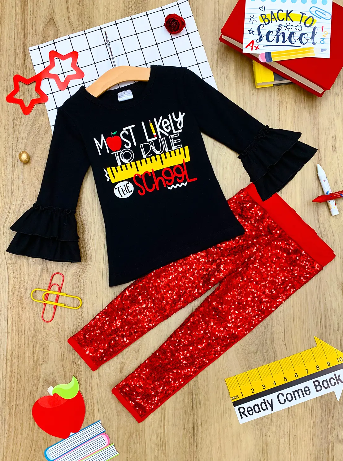 Most Likely to Rule the School Top And Sequin Legging Set - Image 2