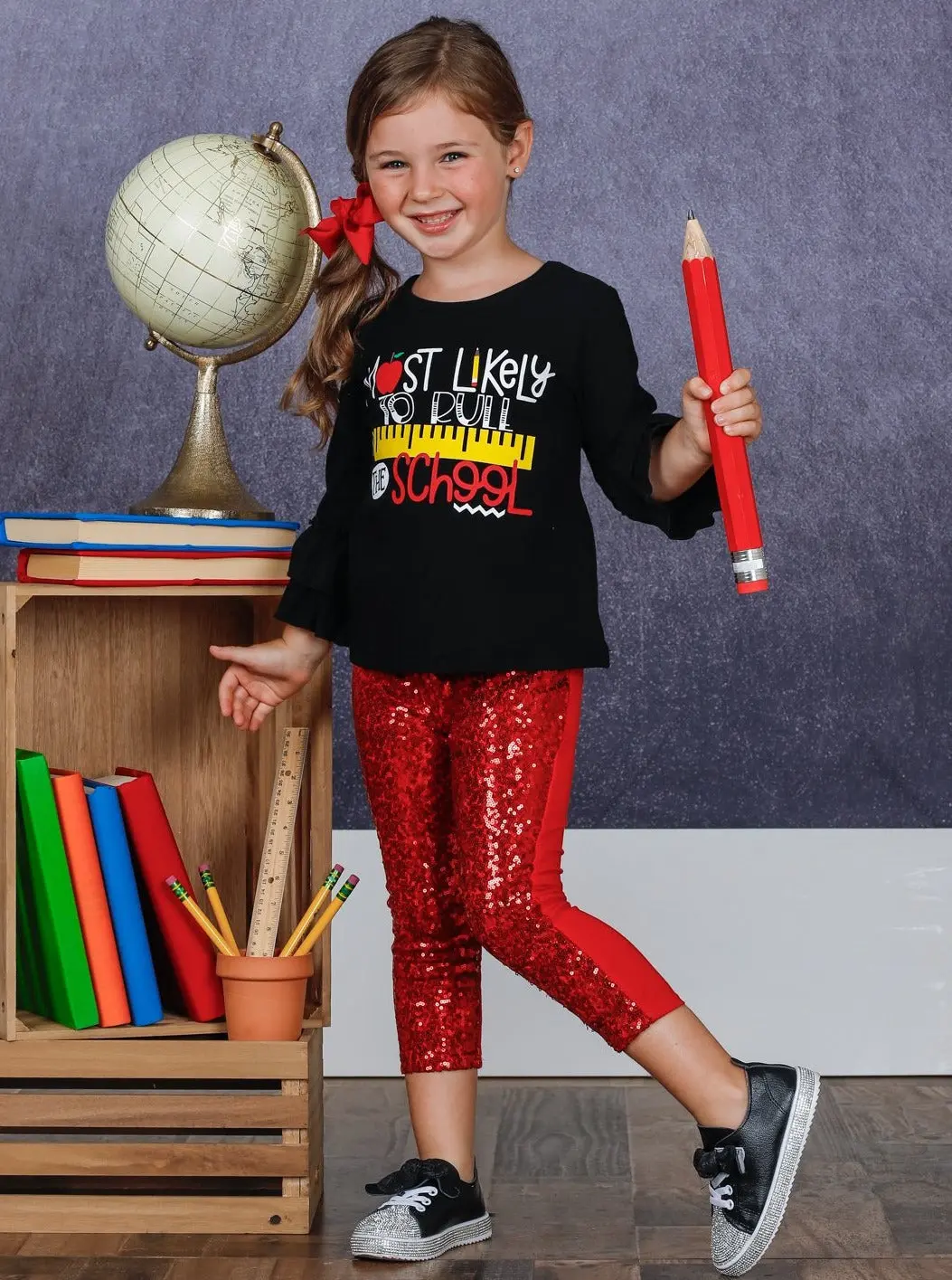 Most Likely to Rule the School Top And Sequin Legging Set - Image 3