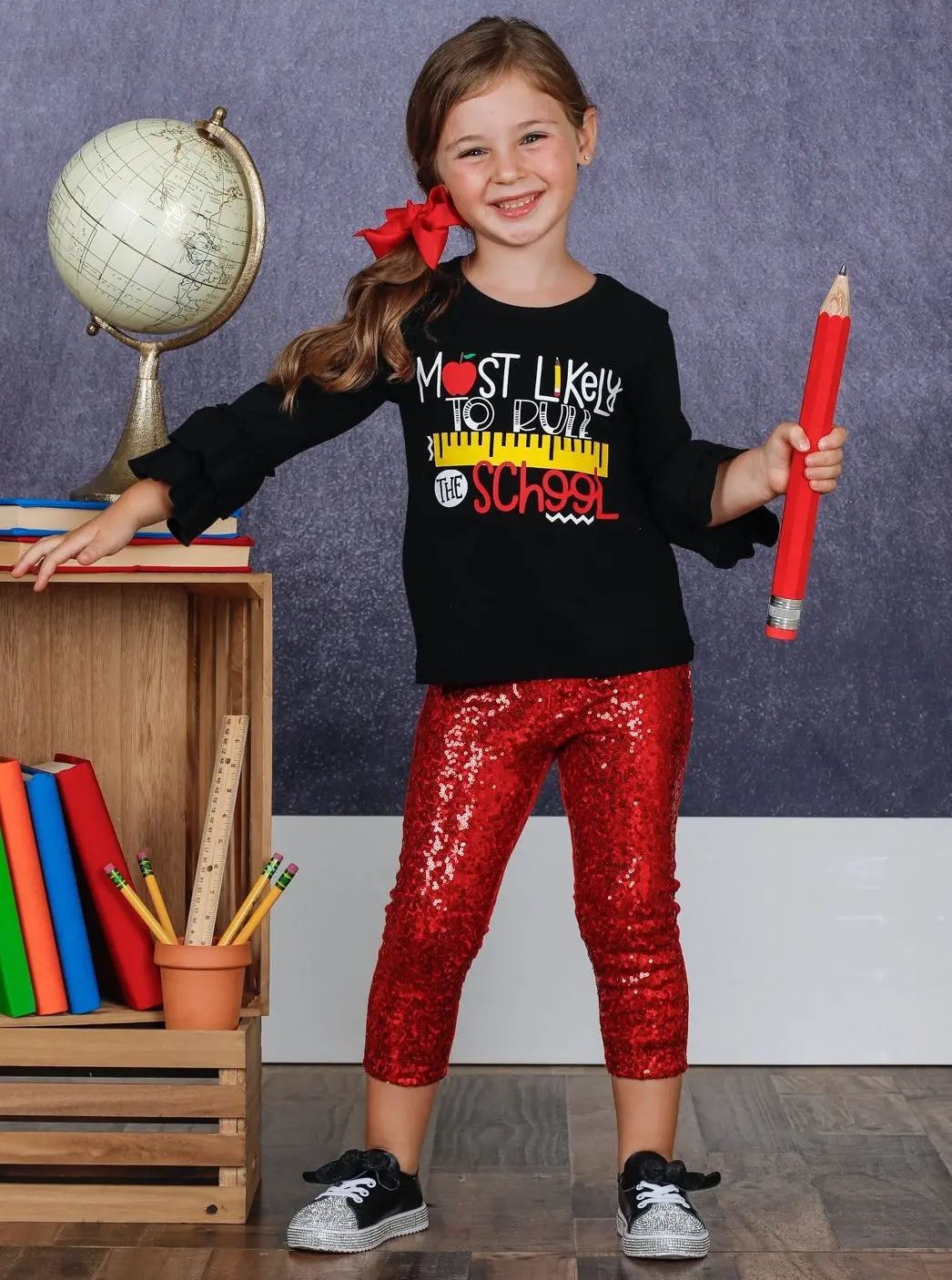 Most Likely to Rule the School Top And Sequin Legging Set - Image 4